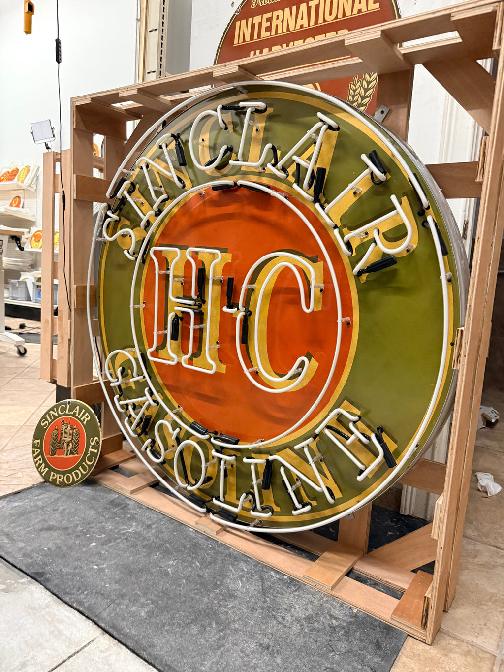 Sinclair HC Gasoline Neon Porcelain Sign with Can