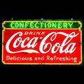 Classic Coca-Cola Confectionery Script Neon Porcelain Enamel Can Sign