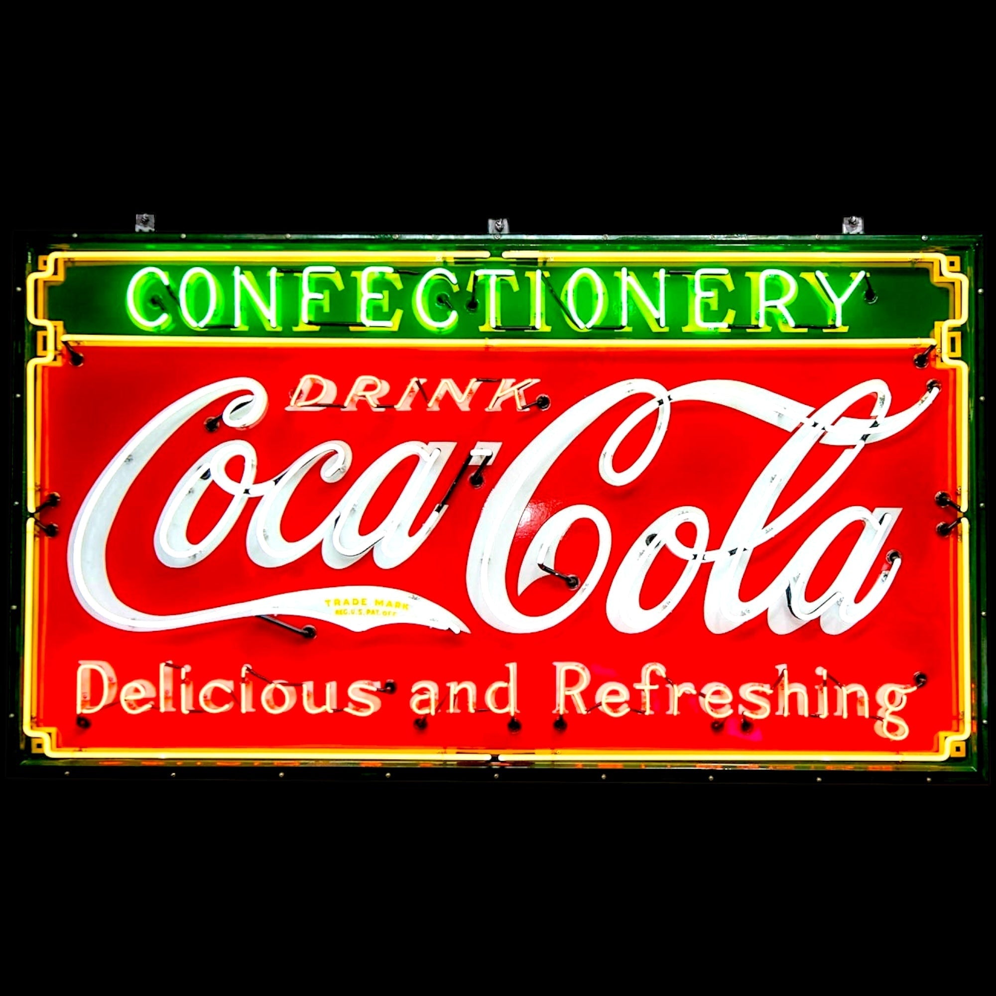 Classic Coca-Cola Confectionery Script Neon Porcelain Enamel Can Sign