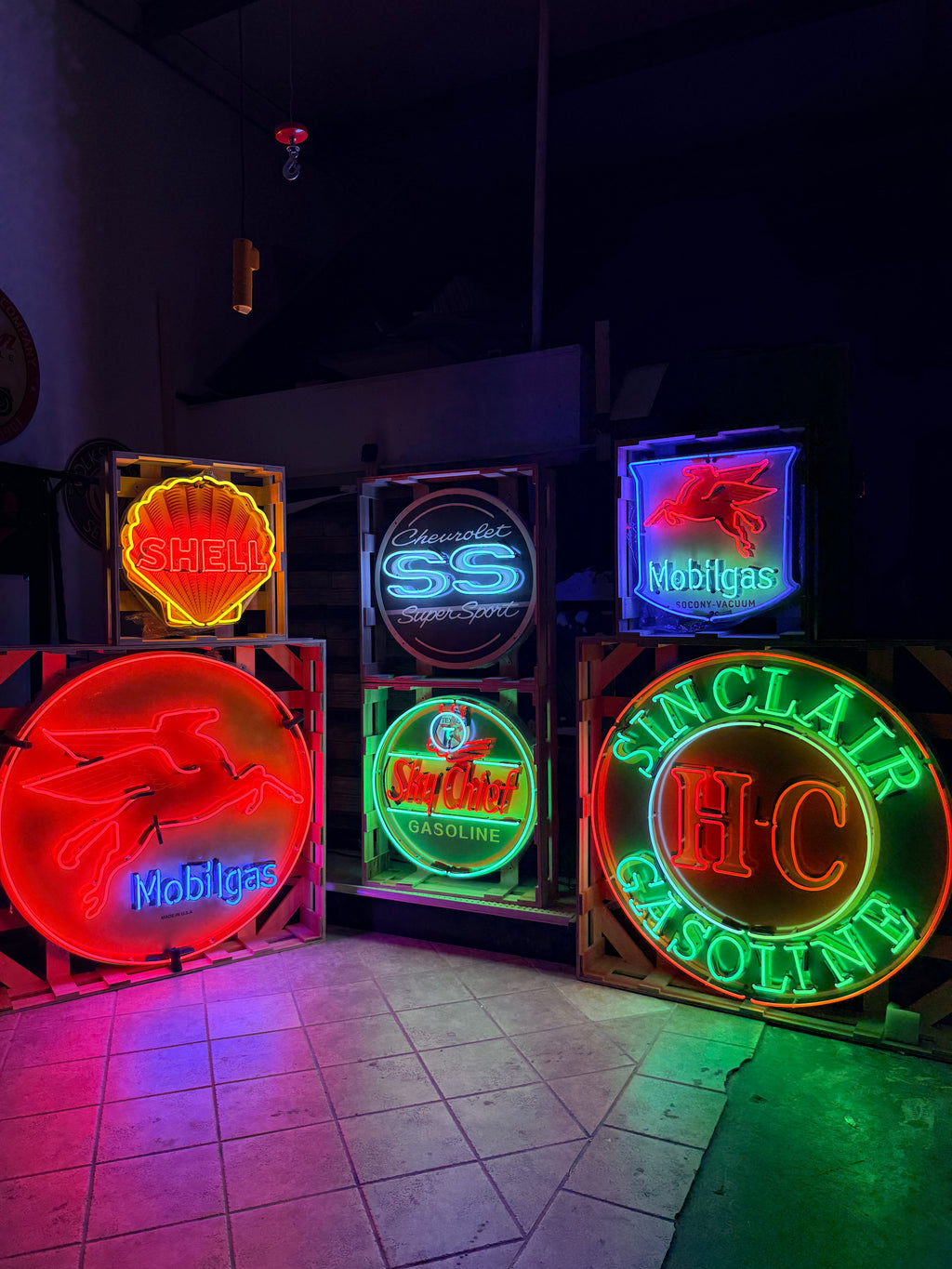 Mobilgas Pegasus Die Cut Shield Neon Porcelain Sign — Socony-Vacuum | Real Hand-Blown Glass & Porcelain