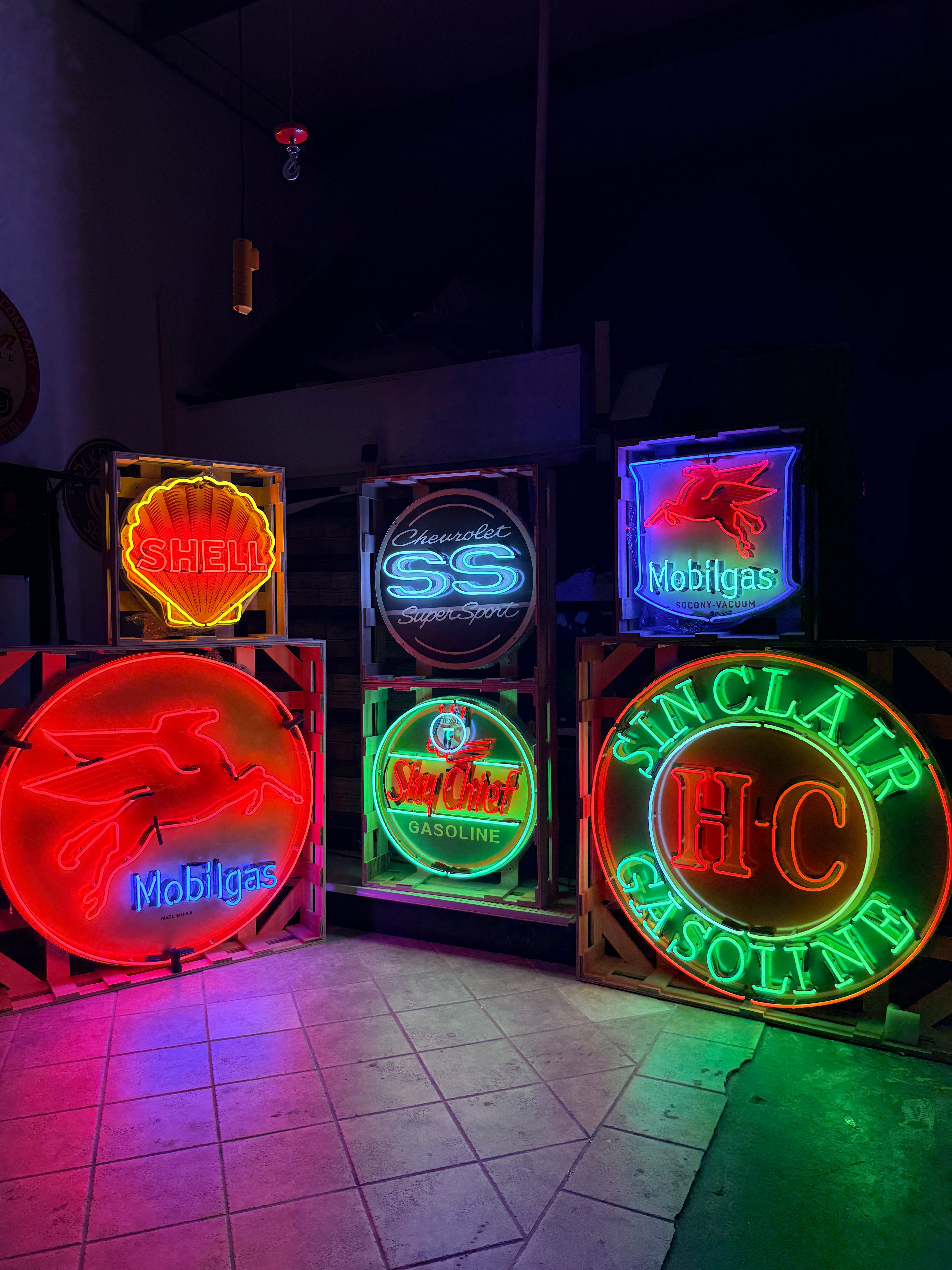 Mobilgas Pegasus Die Cut Shield Neon Porcelain Sign — Socony-Vacuum | Real Hand-Blown Glass & Porcelain
