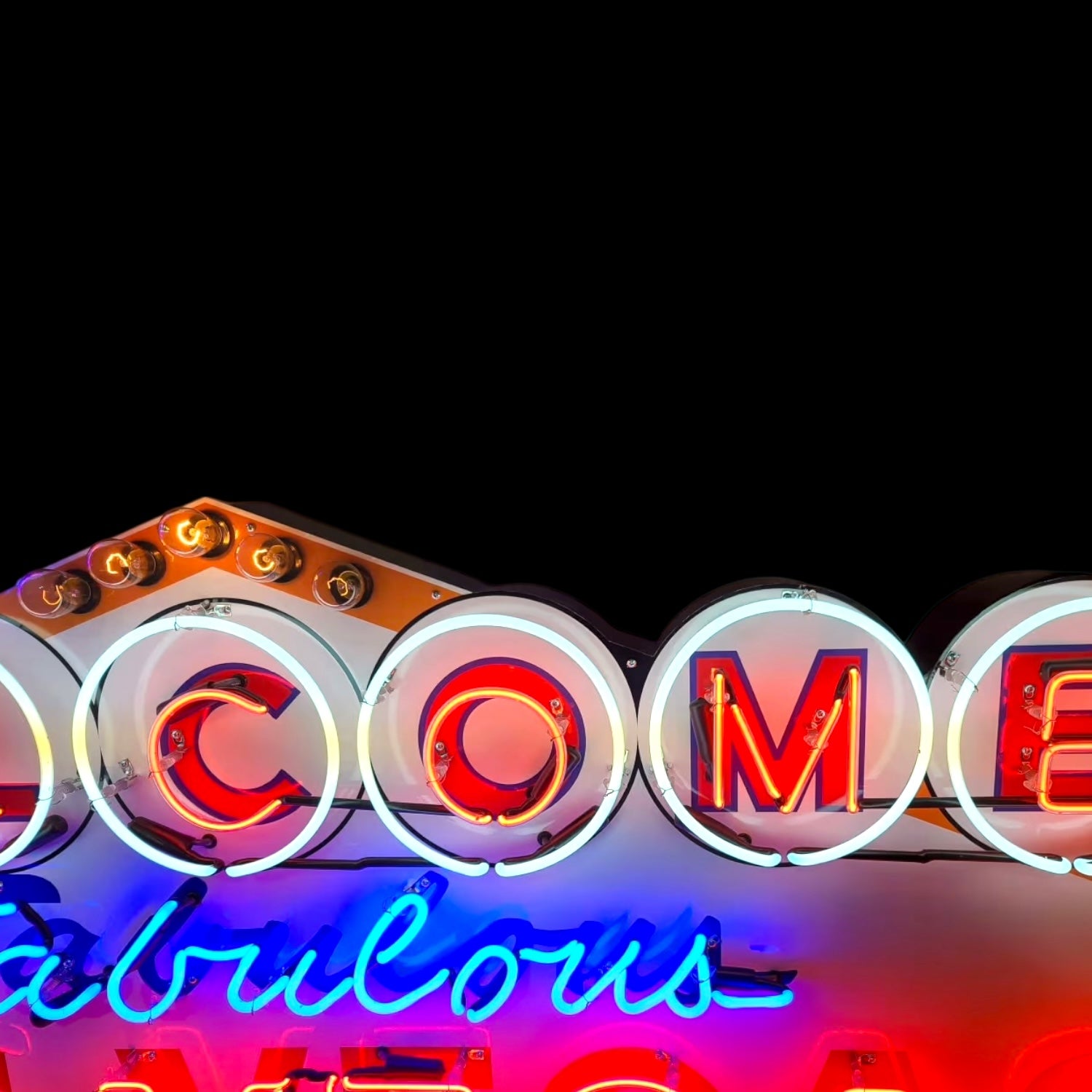 Welcome to Las Vegas - Glass Neon Sign with Metal Can - Iconic Vintage Monument XL 60in/72in/84in Large Scale Replica