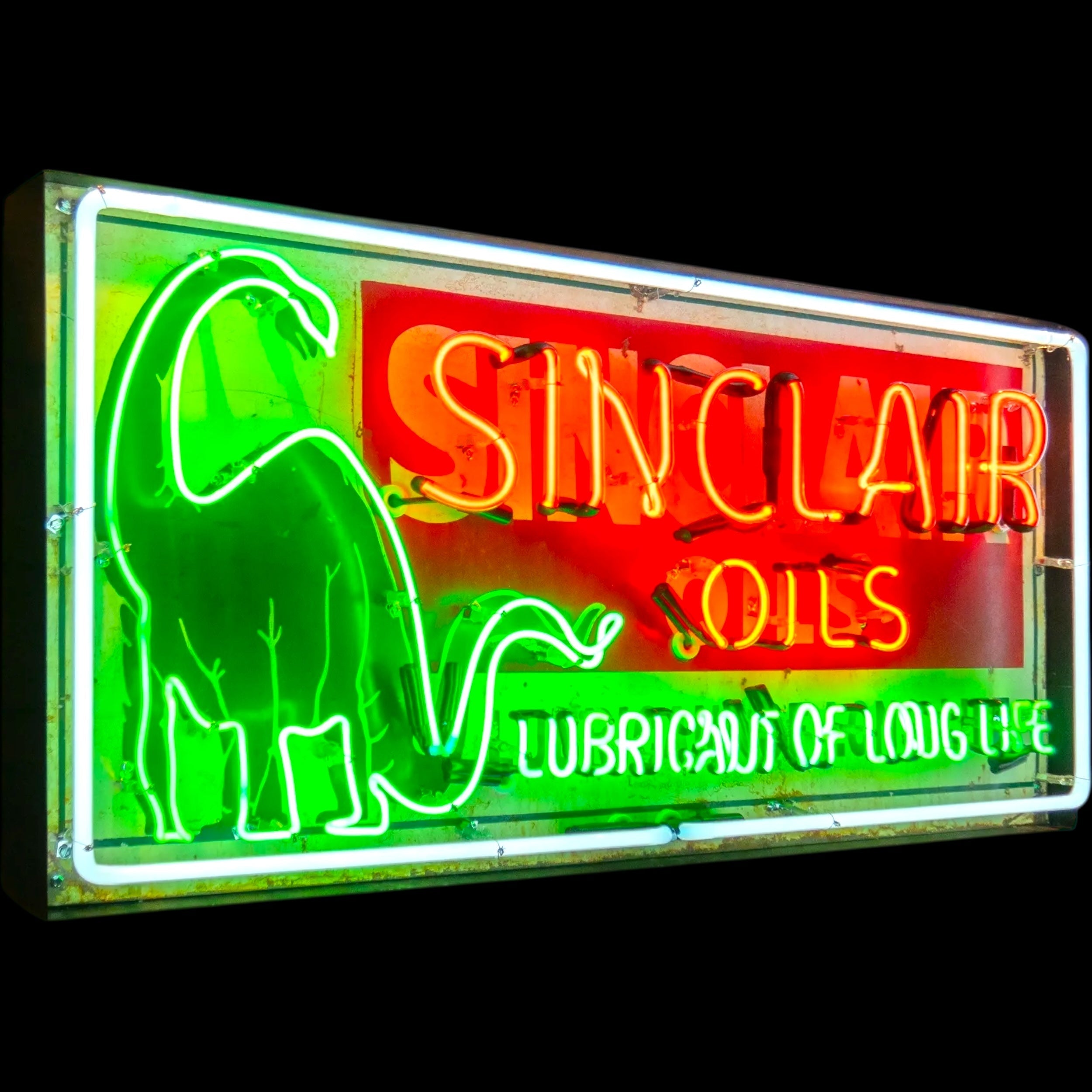Sinclair Oil Neon Sign - Real Glass, Porcelain, Steel Can - Retro Gas Advertising Reproduction