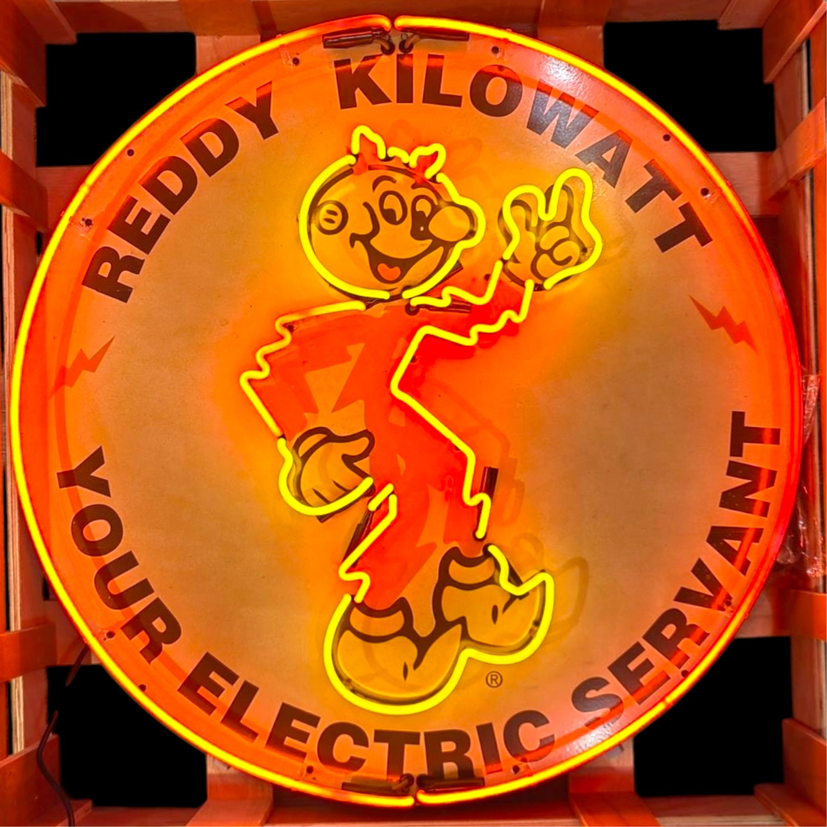 Reddy Kilowatt Electric Servant Neon Porcelain Enamel Sign