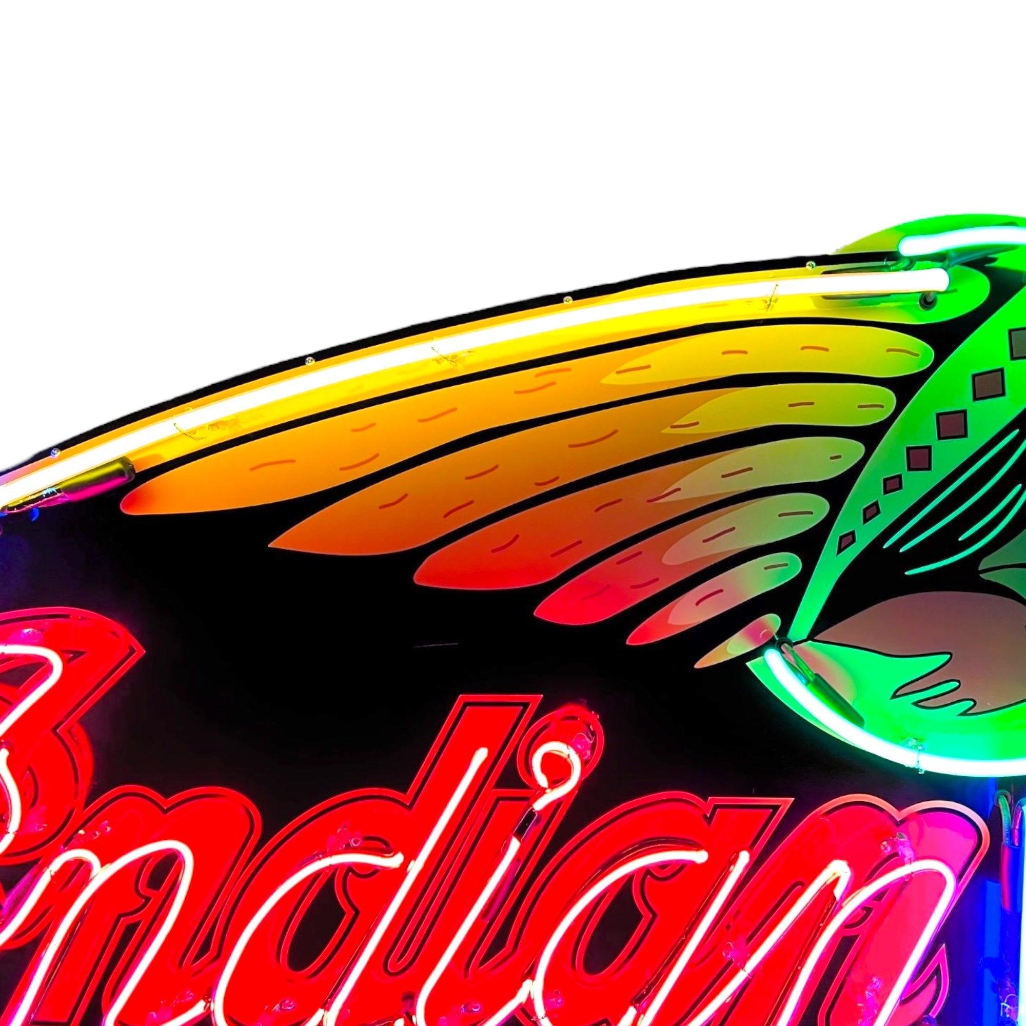 Indian Motocycles Sales & Service Neon Porcelain Dealership Sign with Can