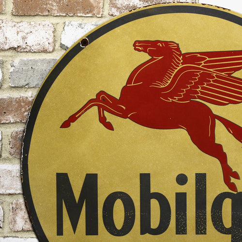 2Ft Mobilgas Ethyl Pegasus Blue Porcelain Enamel Sign (24-Inch)