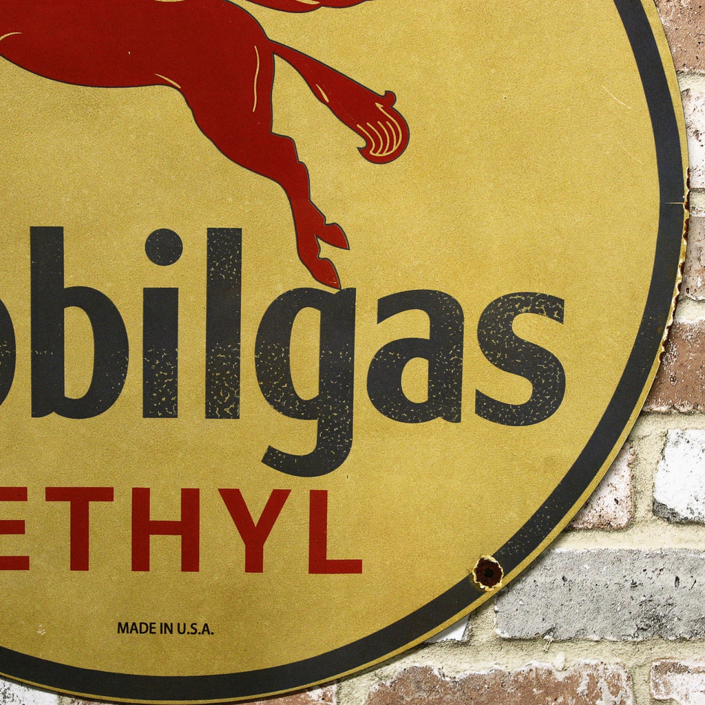 2Ft Mobilgas Ethyl Pegasus Blue Porcelain Enamel Sign (24-Inch)