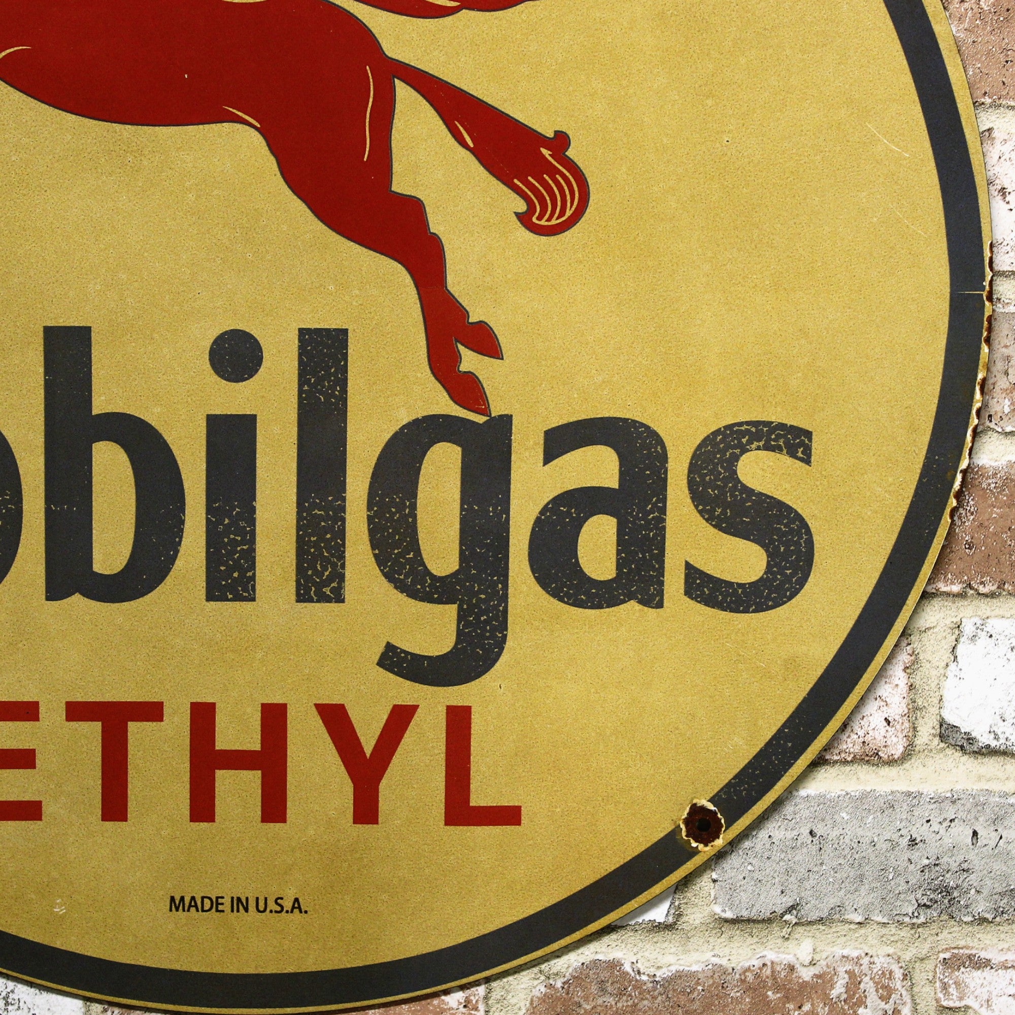 2Ft Mobilgas Ethyl Pegasus Blue Porcelain Enamel Sign (24-Inch)