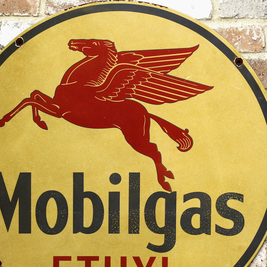 2Ft Mobilgas Ethyl Pegasus Blue Porcelain Enamel Sign (24-Inch)