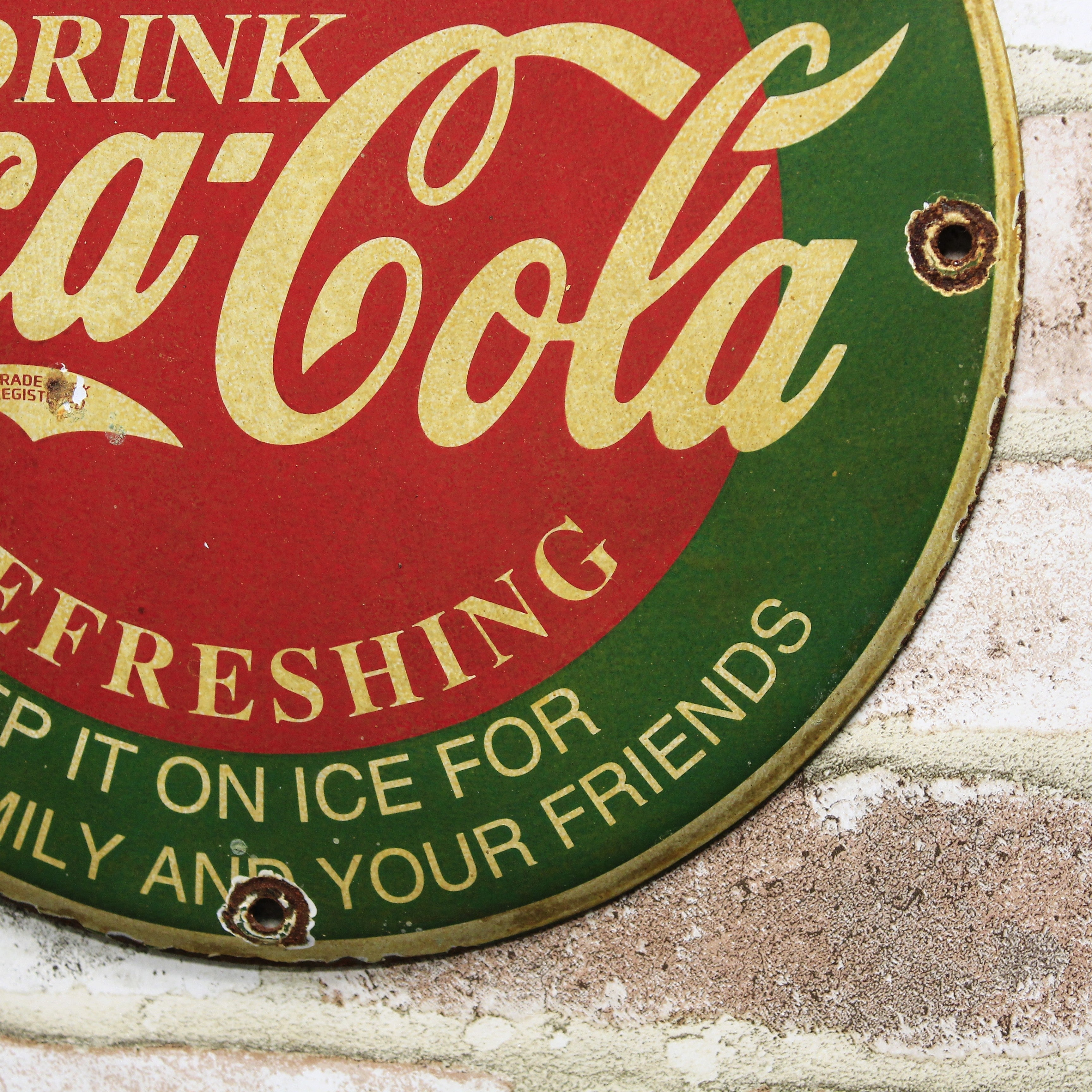 Drink Coca-Cola Thirst Quenching & Refreshing Porcelain Enamel Sign (12in)
