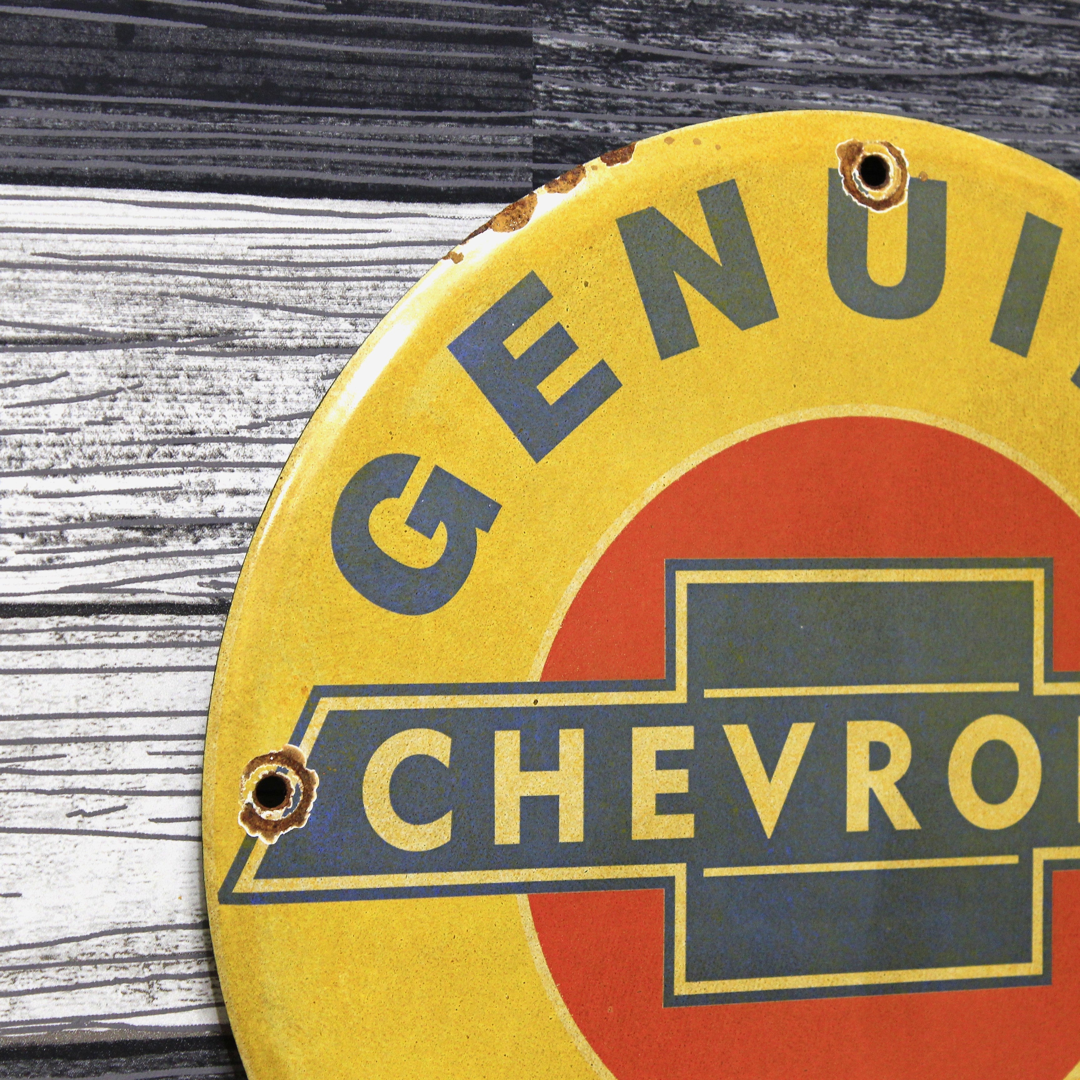 Chevrolet Genuine Parts Porcelain Enamel Sign (12in)