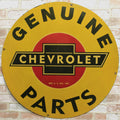 Genuine Chevrolet Parts Large Vintage Chevy Porcelain Enamel Sign (30in)