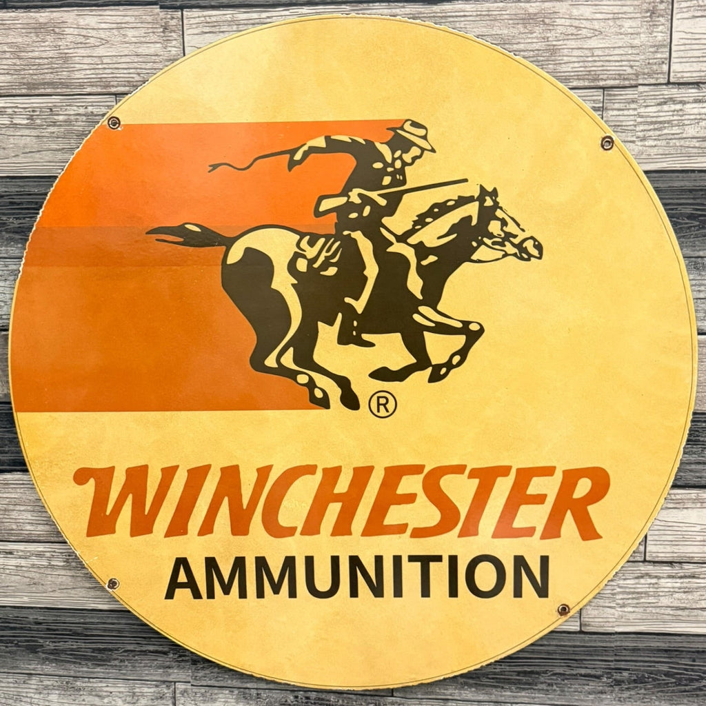 Winchester Ammunition Large Vintage Advertising Porcelain Enamel Sign (30in)