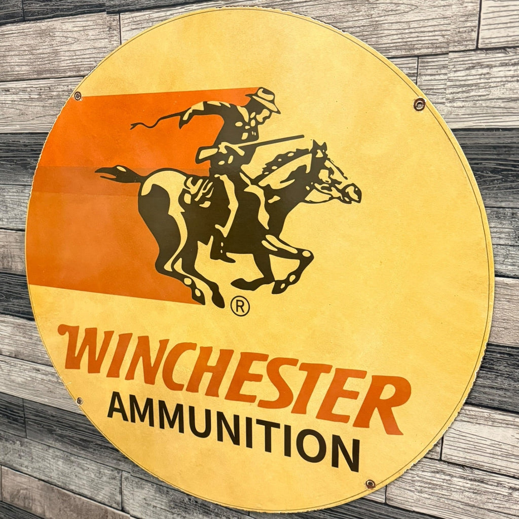 Winchester Ammunition Large Vintage Advertising Porcelain Enamel Sign (30in)