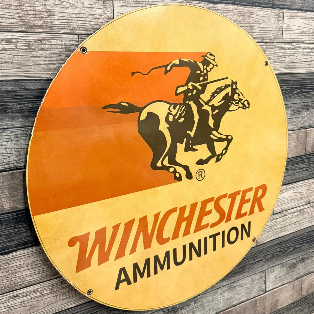 Winchester Ammunition Large Vintage Advertising Porcelain Enamel Sign (30in)