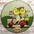 Esso Oil Drop Boy & Girl Large 30-Inch Porcelain Enamel Sign