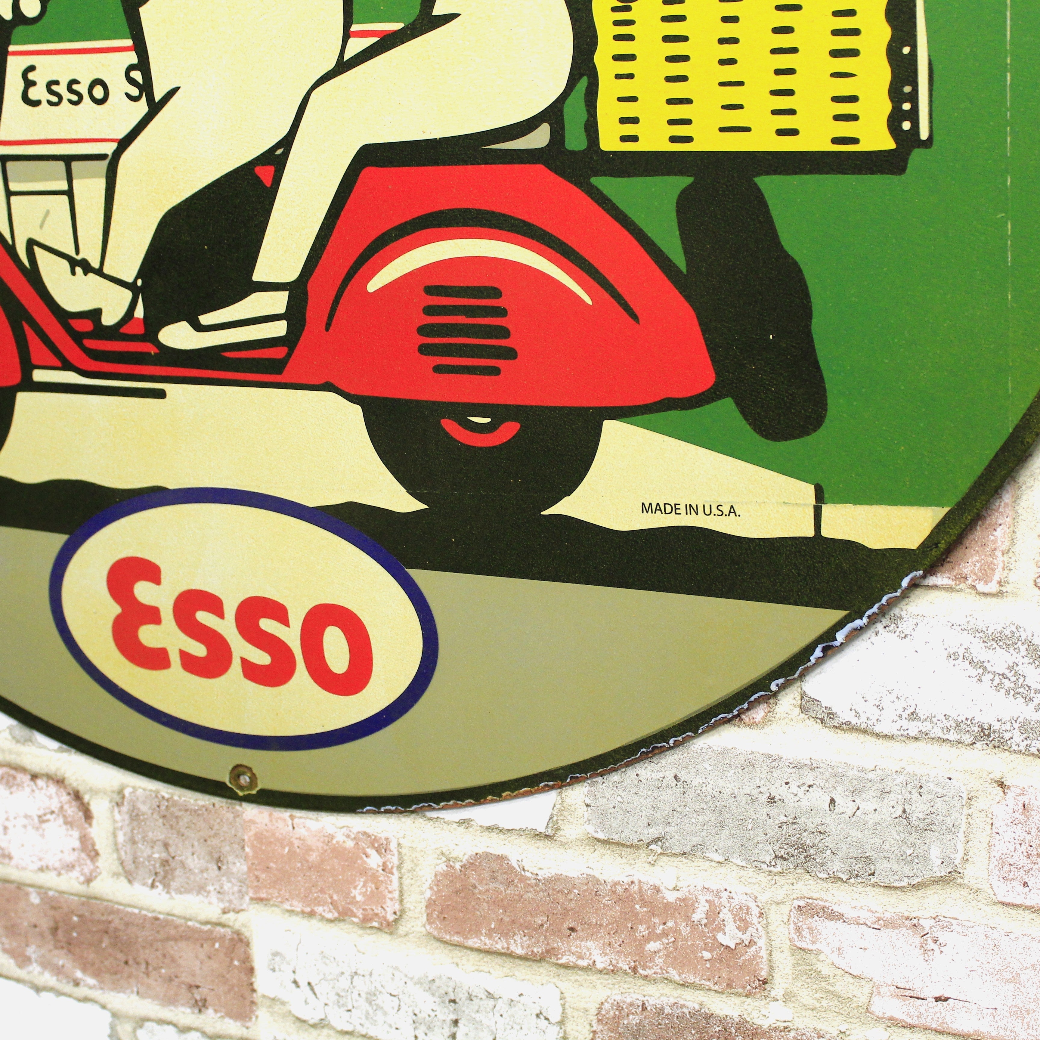Esso Oil Drop Boy & Girl Large 30-Inch Porcelain Enamel Sign