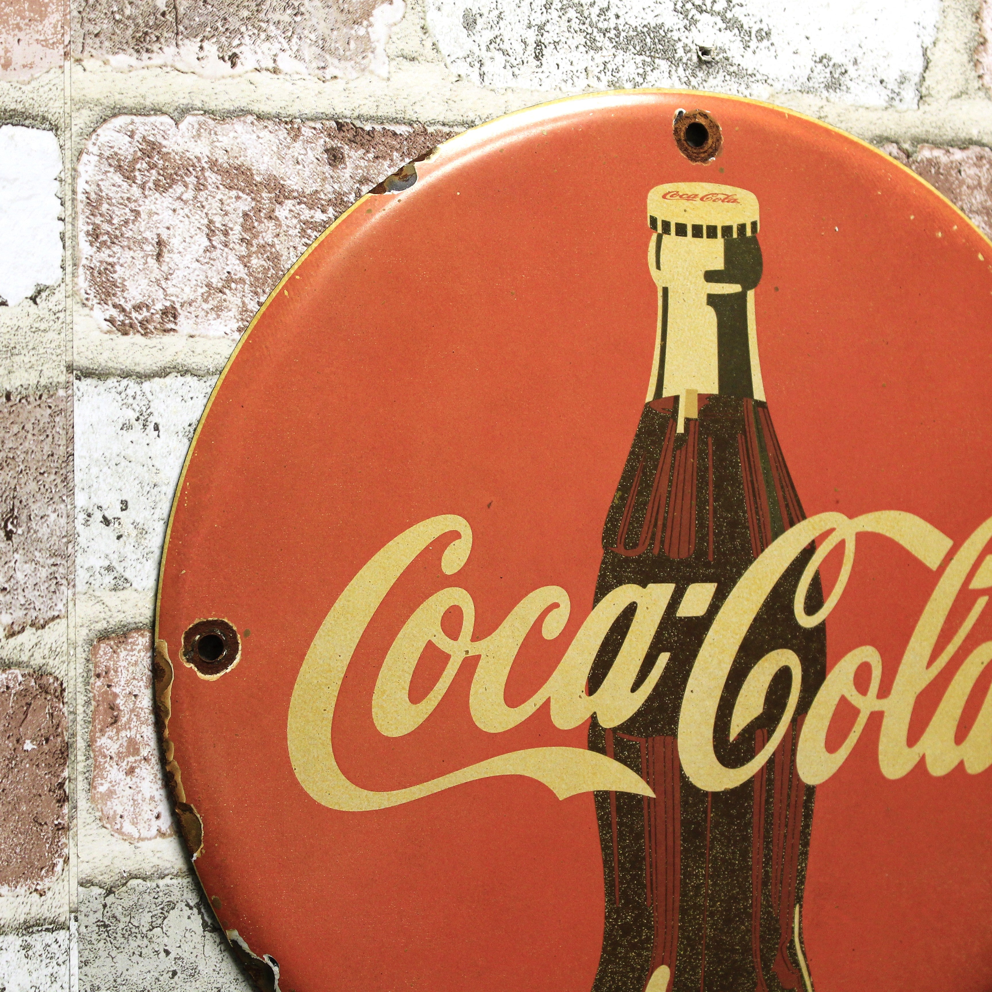 Coca-Cola Classic Red Refreshing Coke Porcelain Enamel Sign (12in)