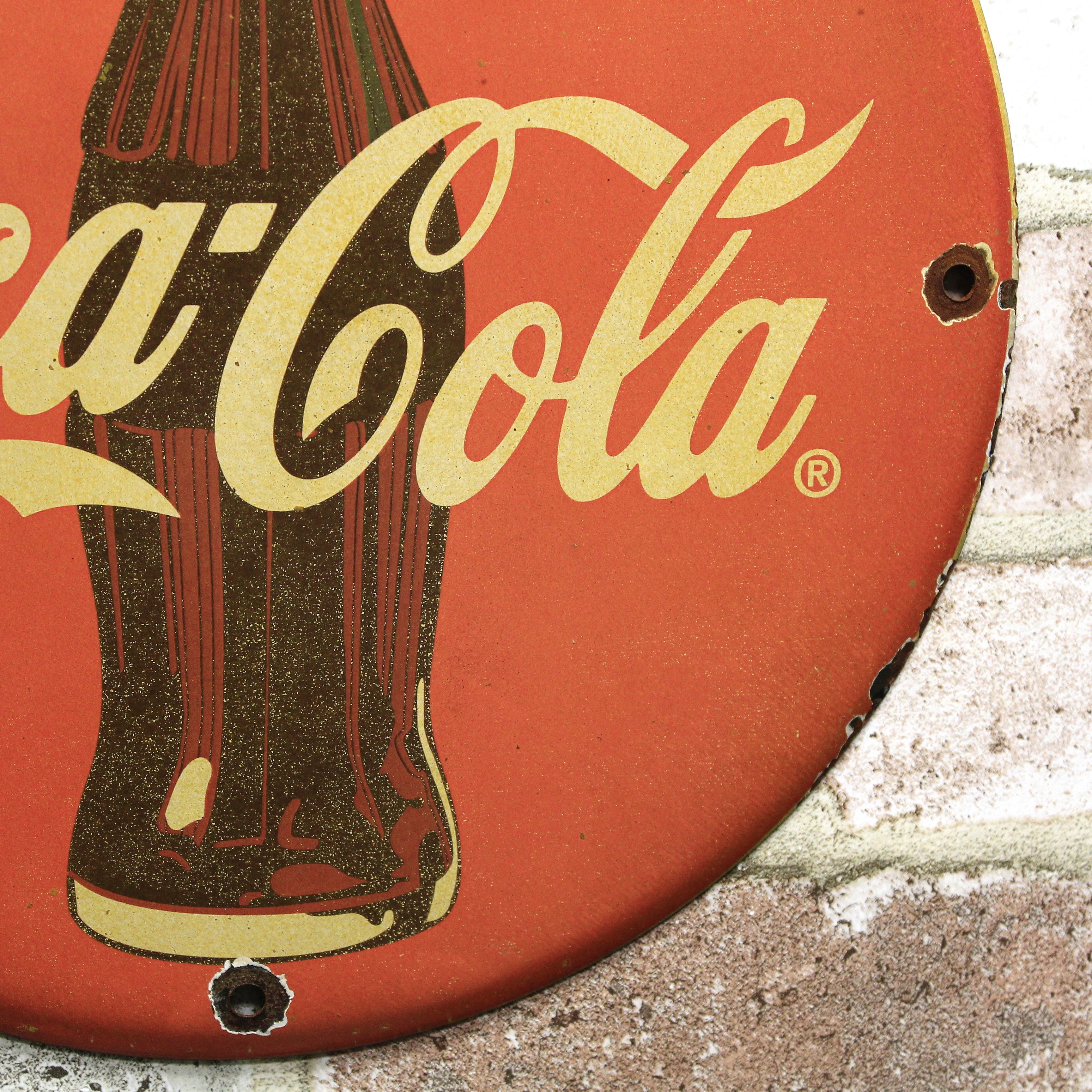 Coca-Cola Classic Red Refreshing Coke Porcelain Enamel Sign (12in)