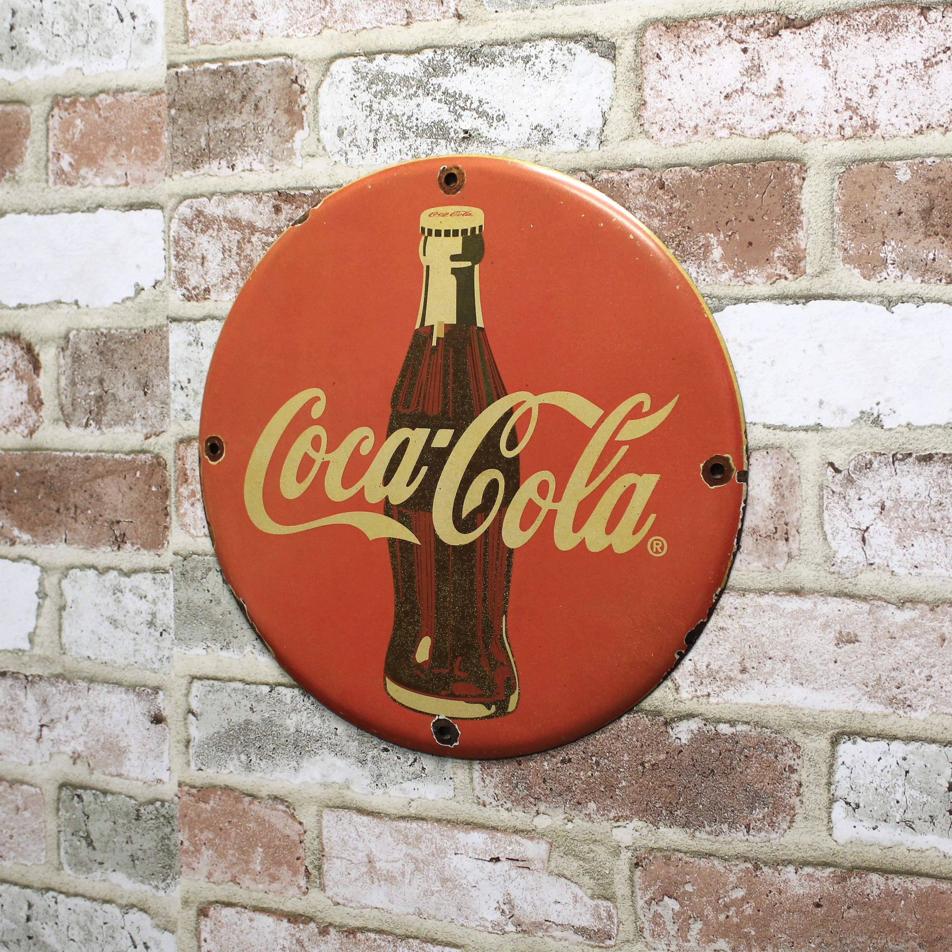 Coca-Cola Classic Red Refreshing Coke Porcelain Enamel Sign (12in)
