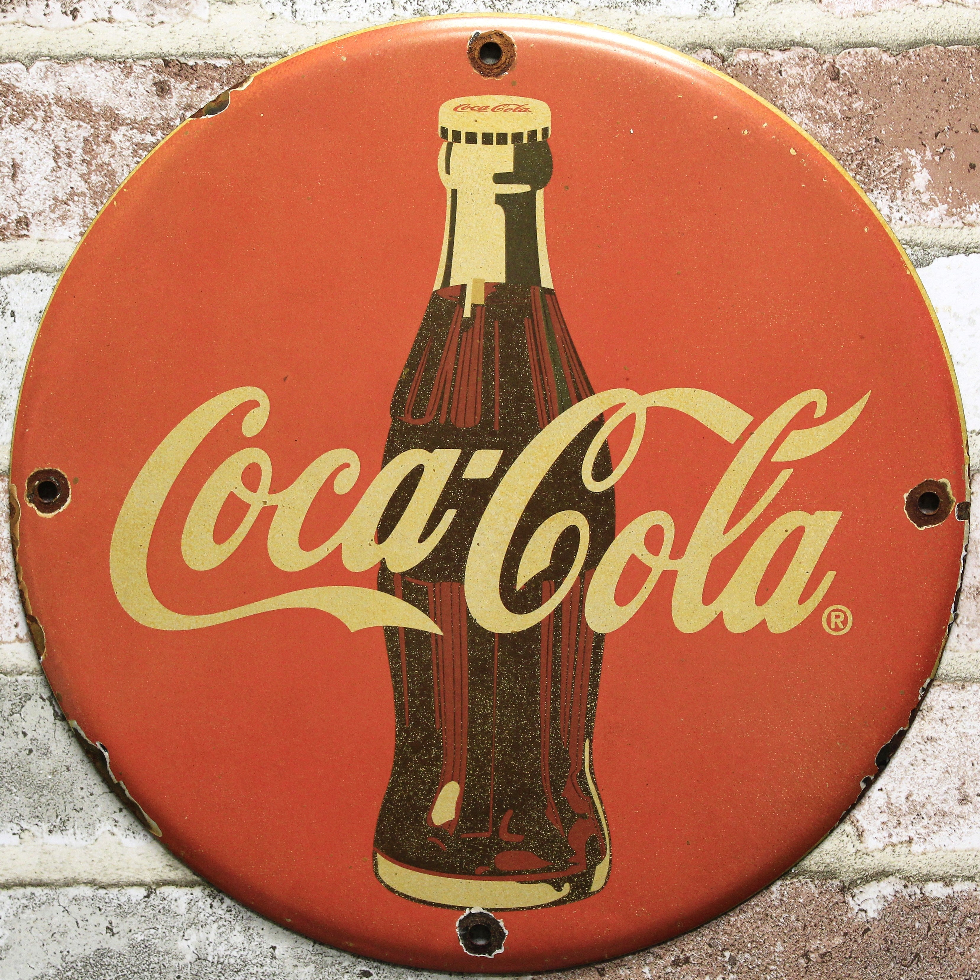 Coca-Cola Classic Red Refreshing Coke Porcelain Enamel Sign (12in)
