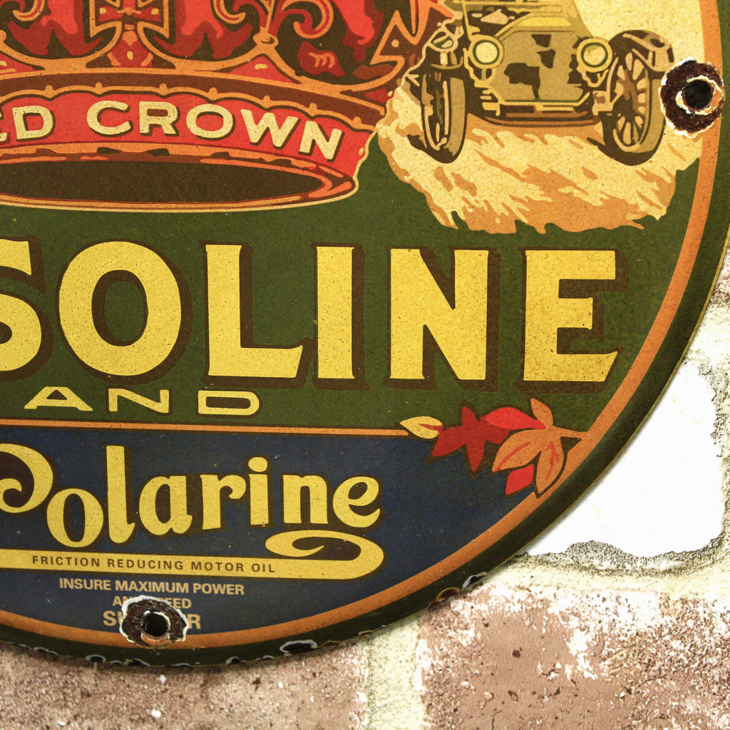 Polarine Red Crown Gasoline Porcelain Enamel Sign (12in)