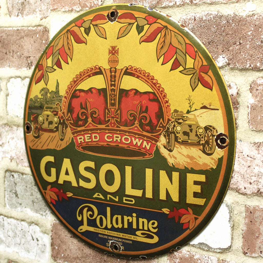Polarine Red Crown Gasoline Porcelain Enamel Sign (12in)