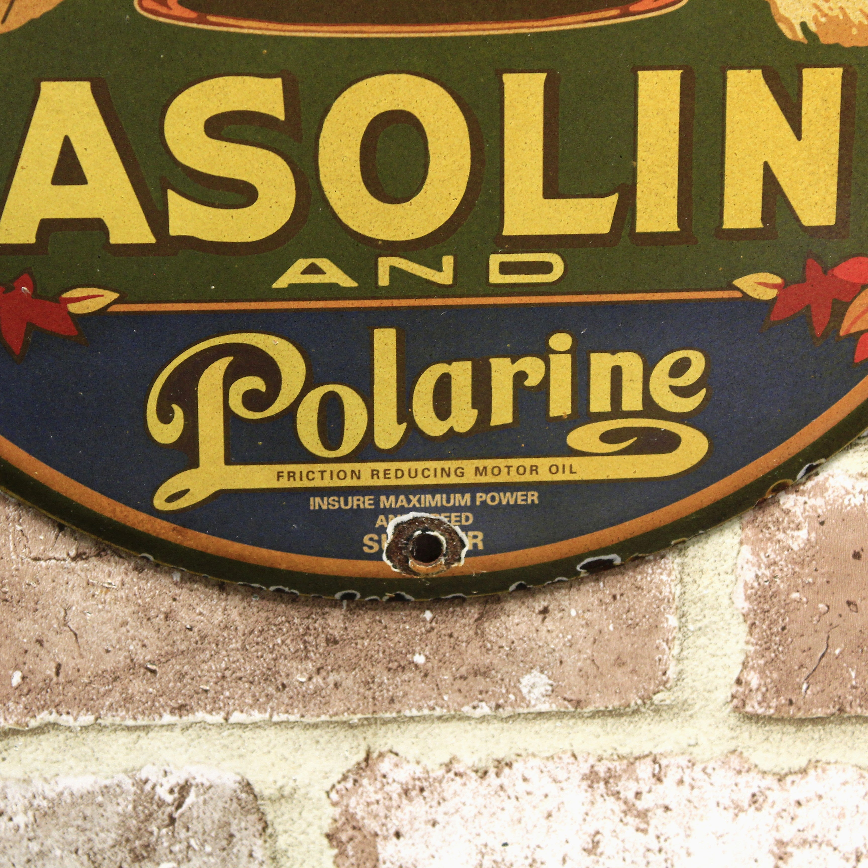 Polarine Red Crown Gasoline Porcelain Enamel Sign (12in)