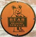 Bear Wheel Alignment Balancing Service Porcelain Enamel Sign (12in)