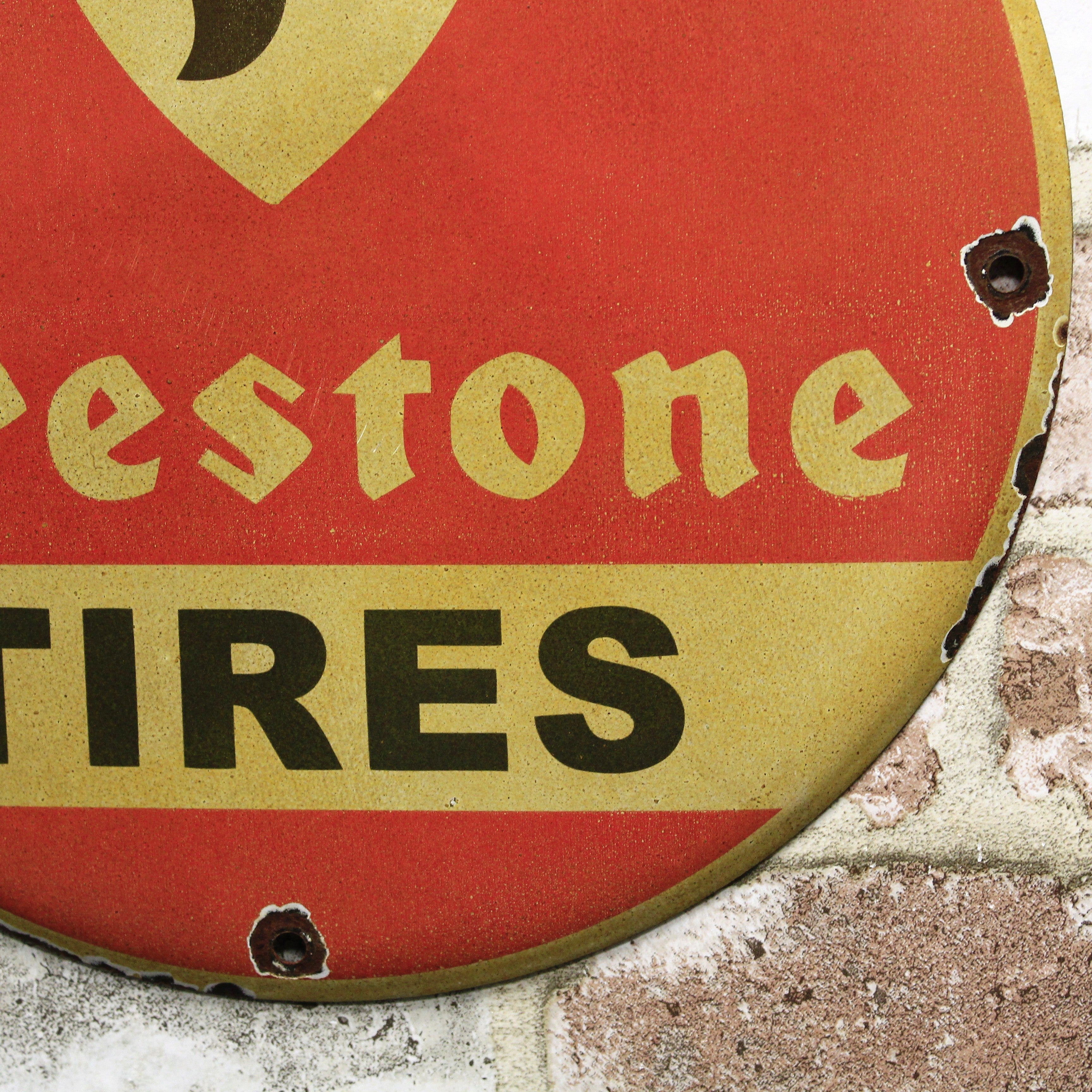 Firestone Tires Red Porcelain Enamel Sign (12in)