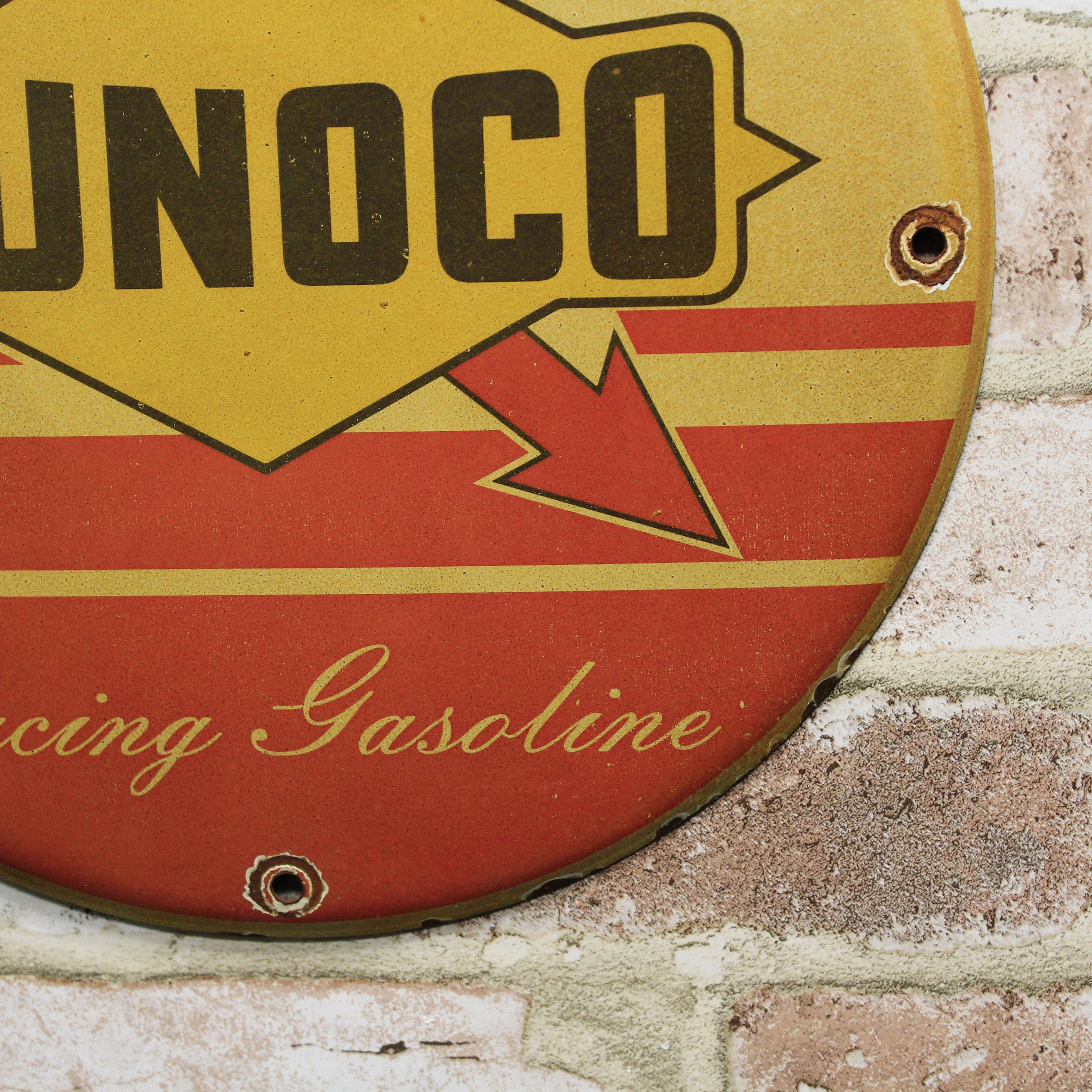 Sunoco Racing Gasoline Vintage Porcelain Enamel Sign (12in)