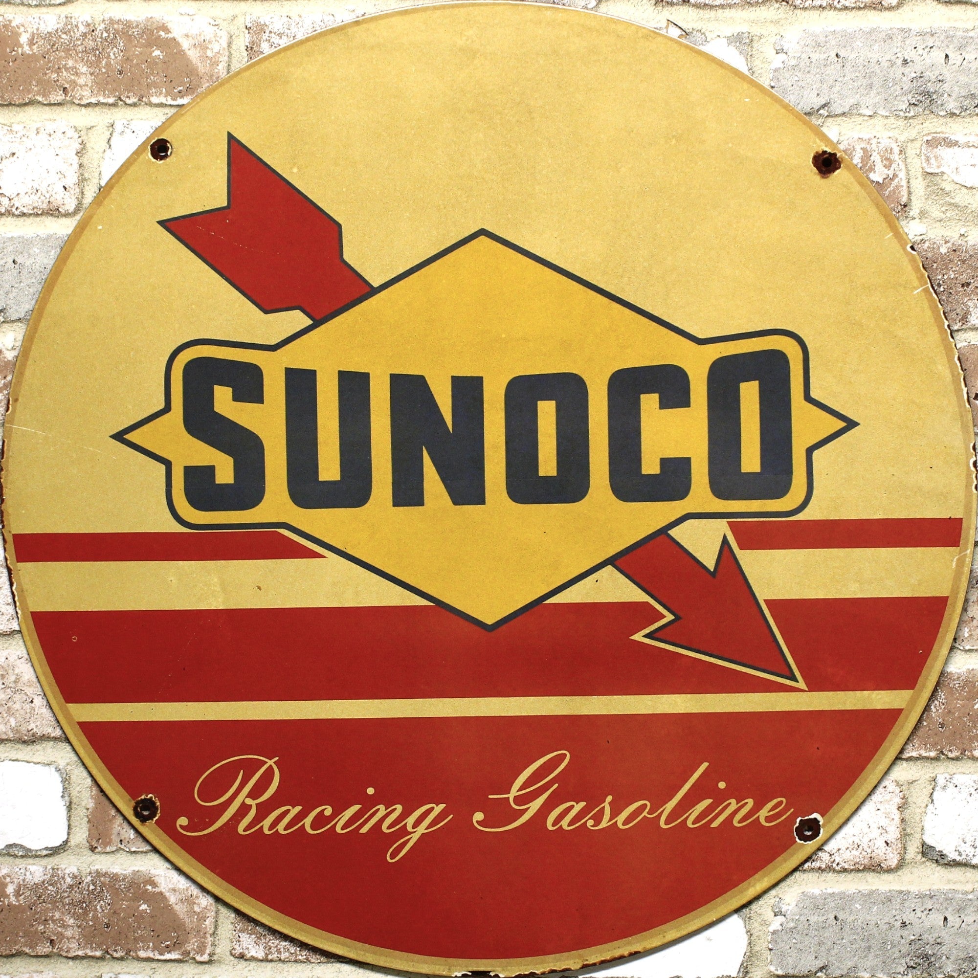 2Ft Sunoco Racing Gasoline Porcelain Enamel Sign (24-Inch)