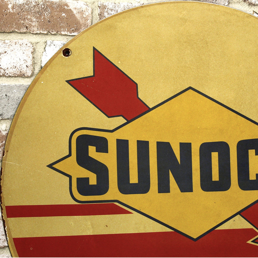 2Ft Sunoco Racing Gasoline Porcelain Enamel Sign (24-Inch)