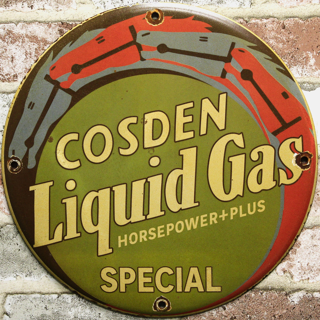 Cosden Liquid Gas Special Porcelain Enamel Sign (12in)