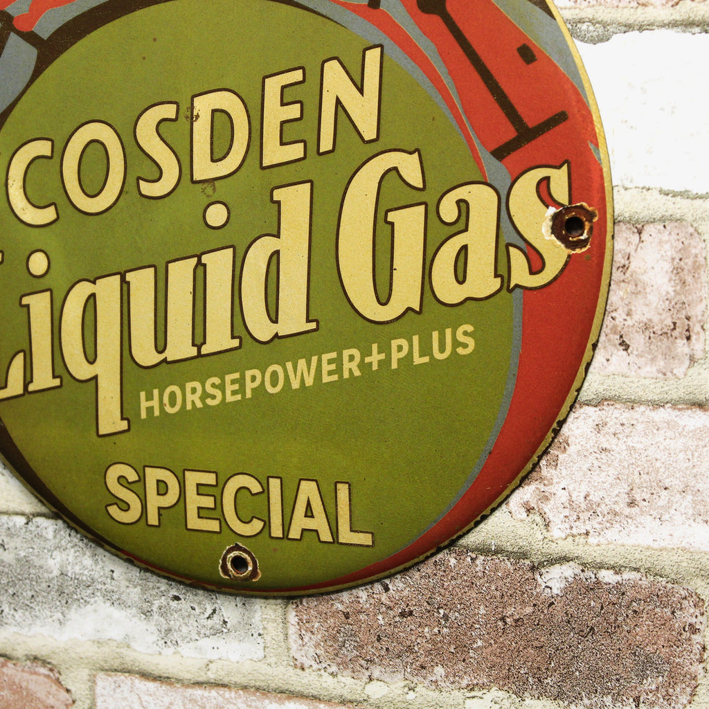 Cosden Liquid Gas Special Porcelain Enamel Sign (12in)
