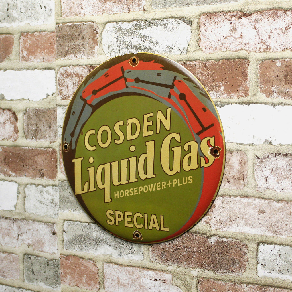 Cosden Liquid Gas Special Porcelain Enamel Sign (12in)