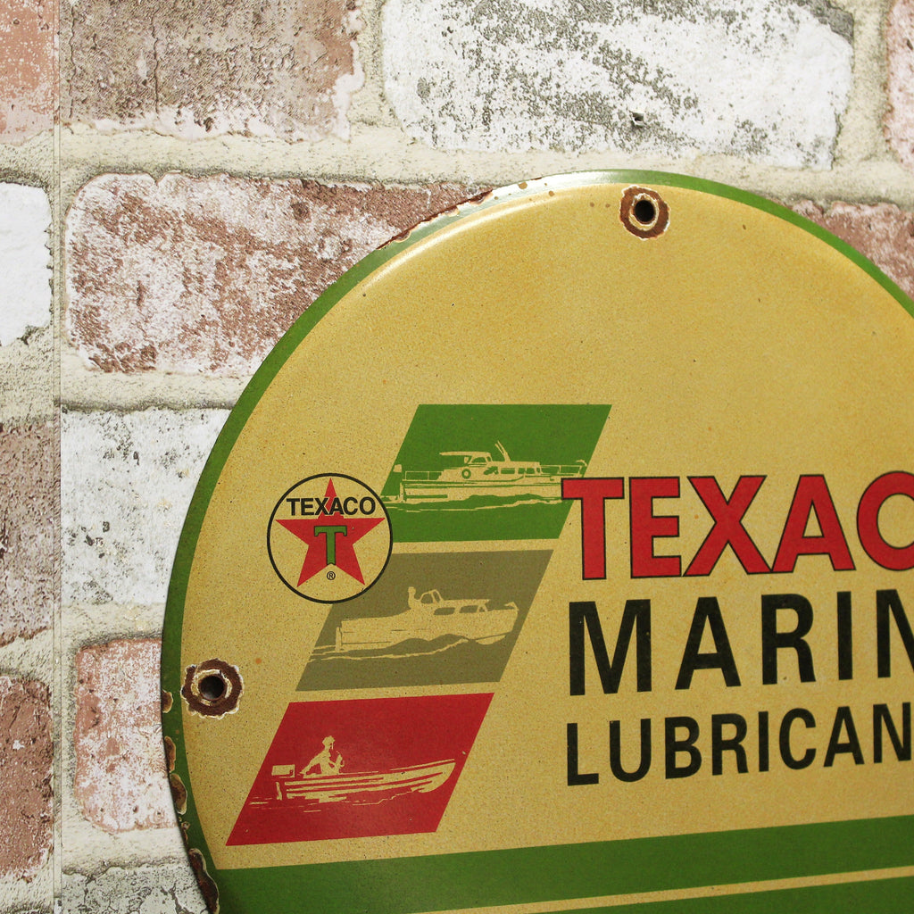 Texaco Marine Lubricants Vintage Porcelain Enamel Sign (12in)