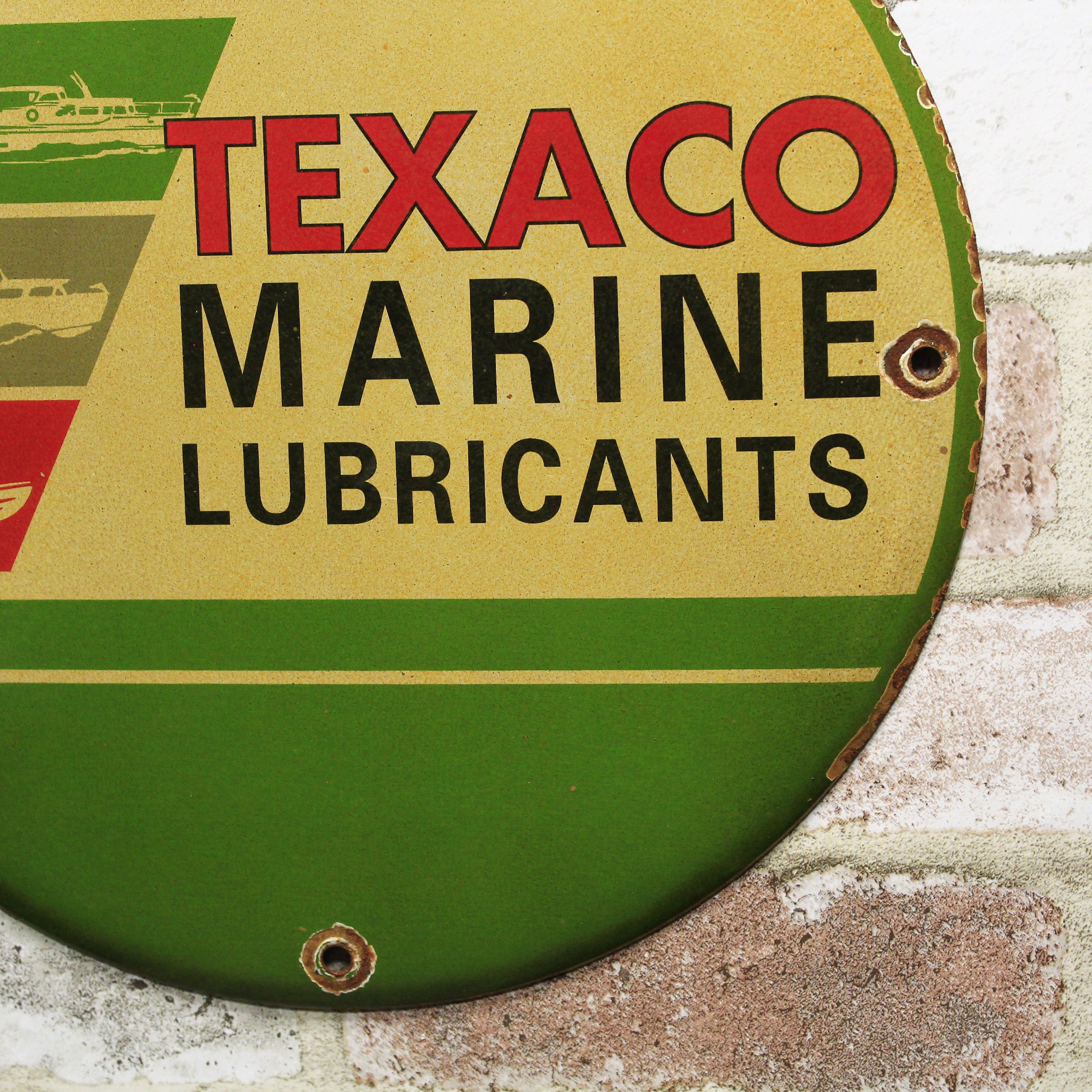Texaco Marine Lubricants Vintage Porcelain Enamel Sign (12in)