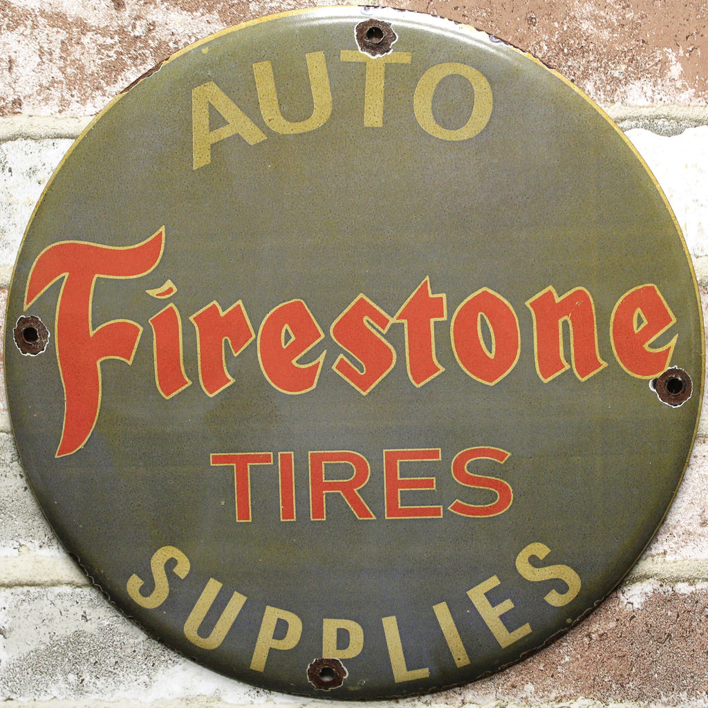 Firestone Tires Auto Supplies Porcelain Enamel Sign (12in)