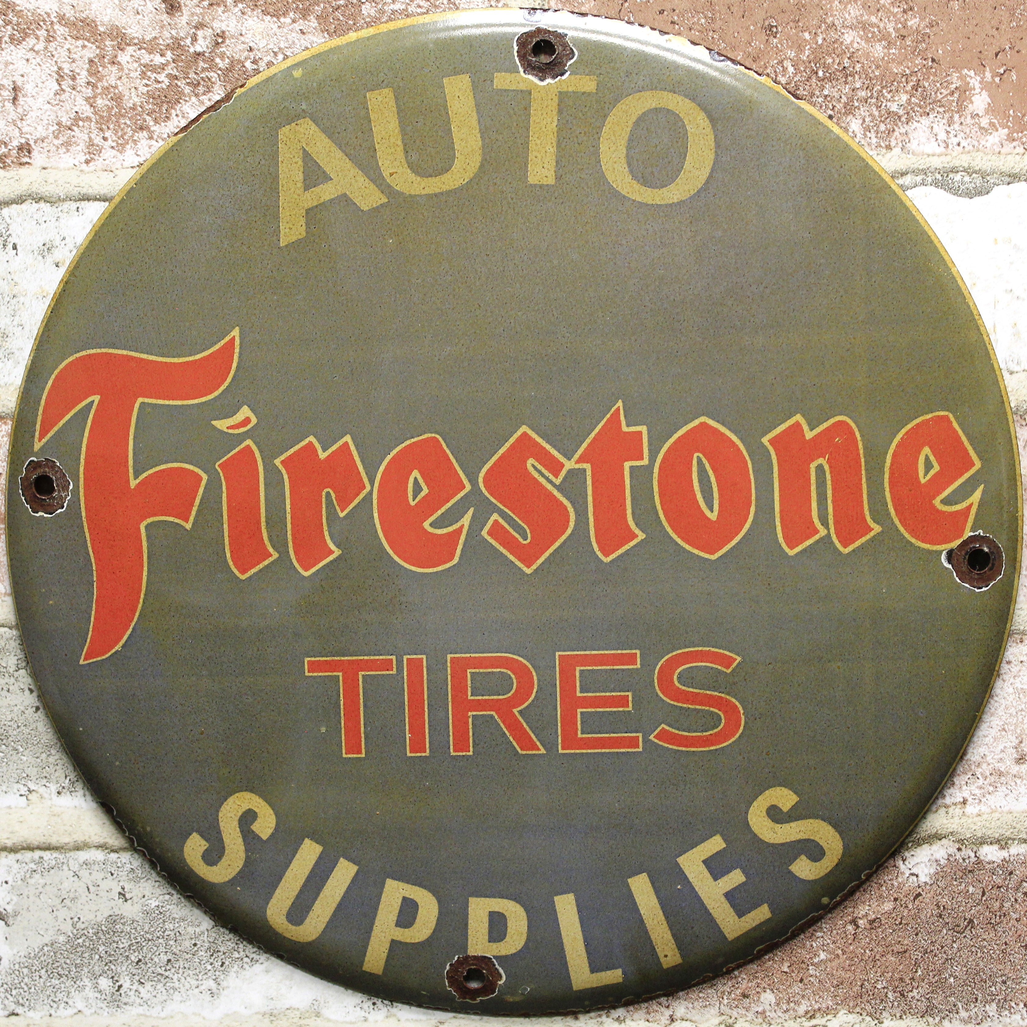 Firestone Tires Auto Supplies Porcelain Enamel Sign (12in)