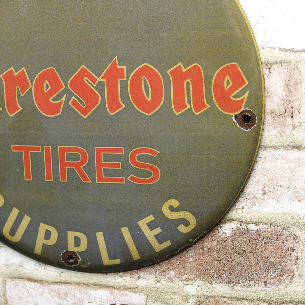 Firestone Tires Auto Supplies Porcelain Enamel Sign (12in)