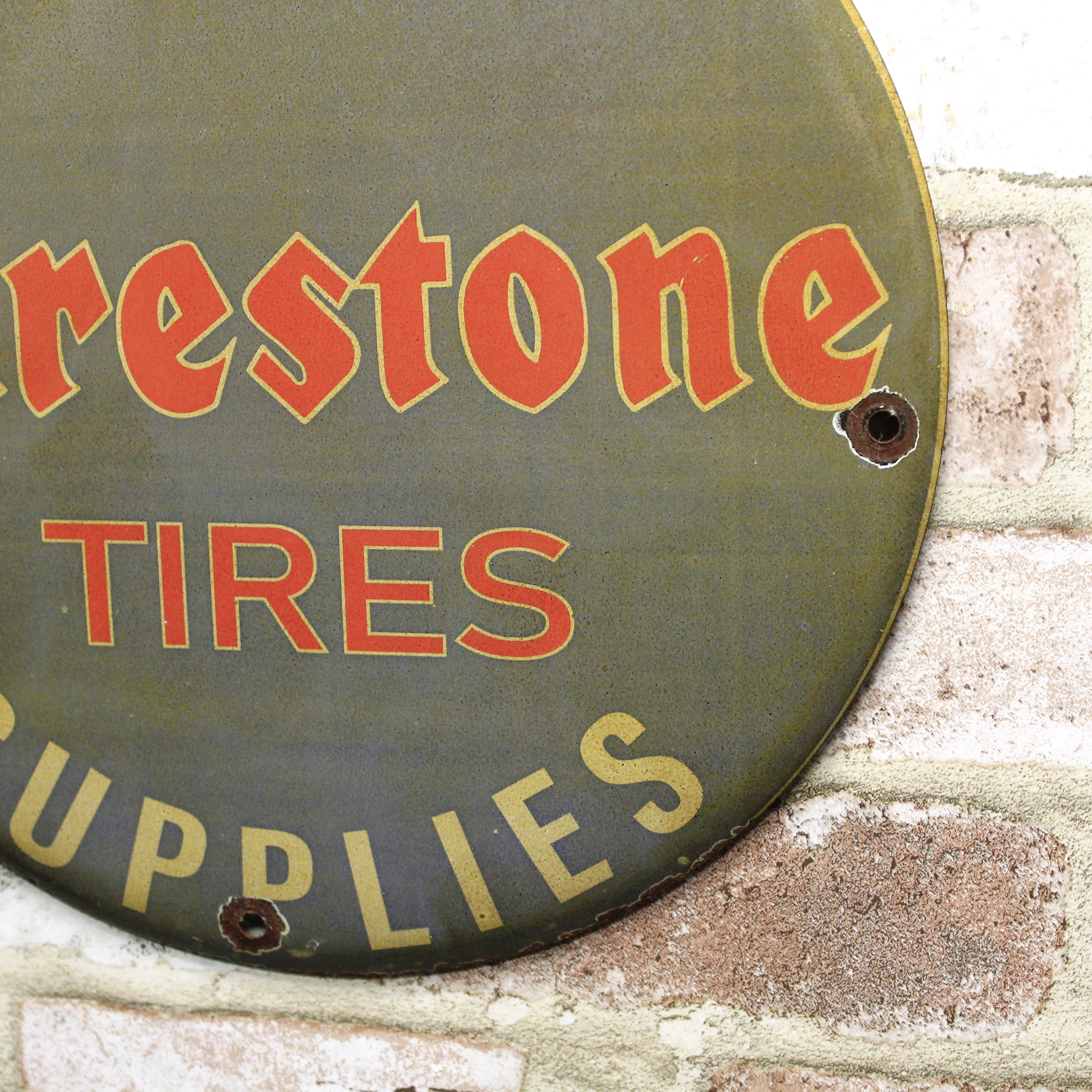 Firestone Tires Auto Supplies Porcelain Enamel Sign (12in)