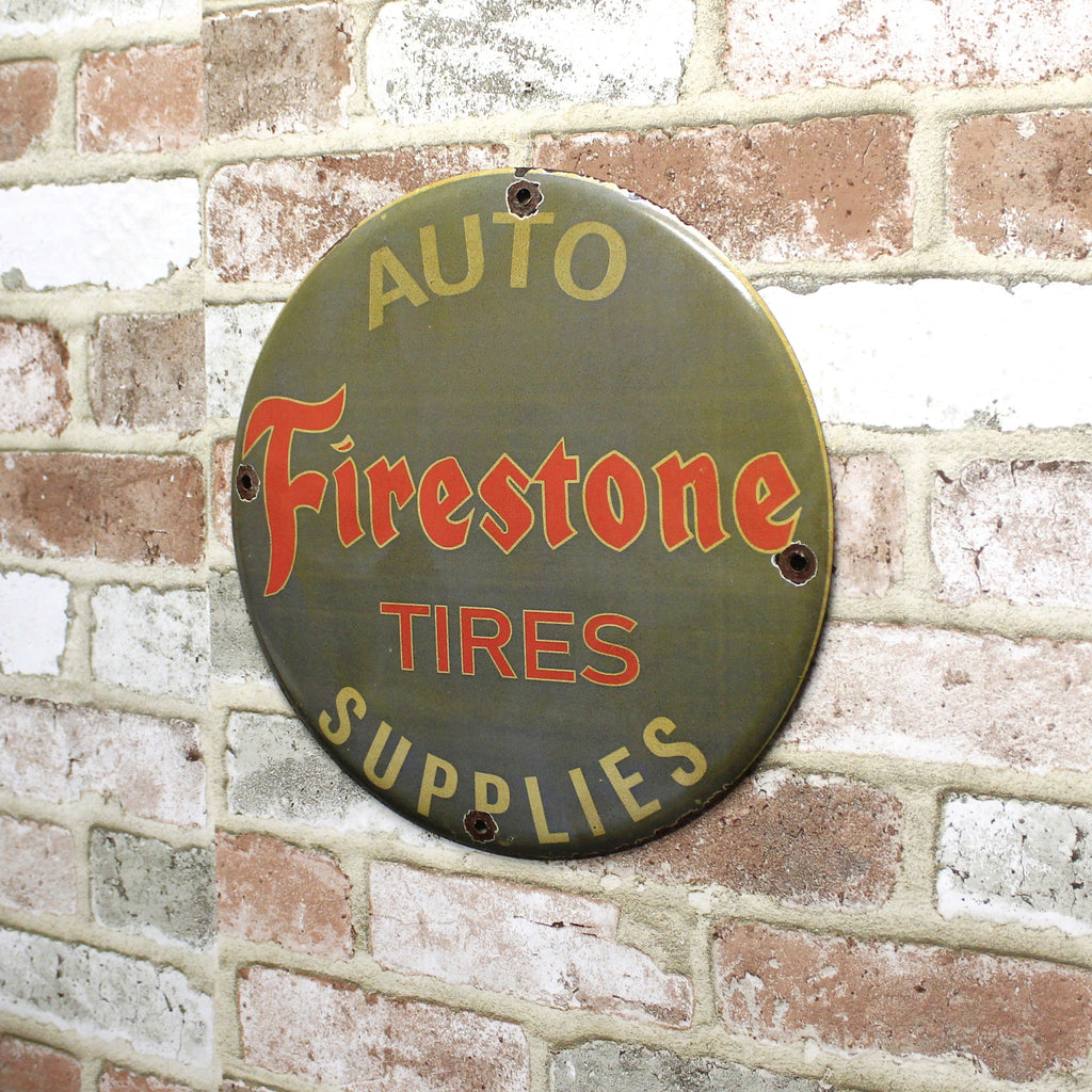 Firestone Tires Auto Supplies Porcelain Enamel Sign (12in)