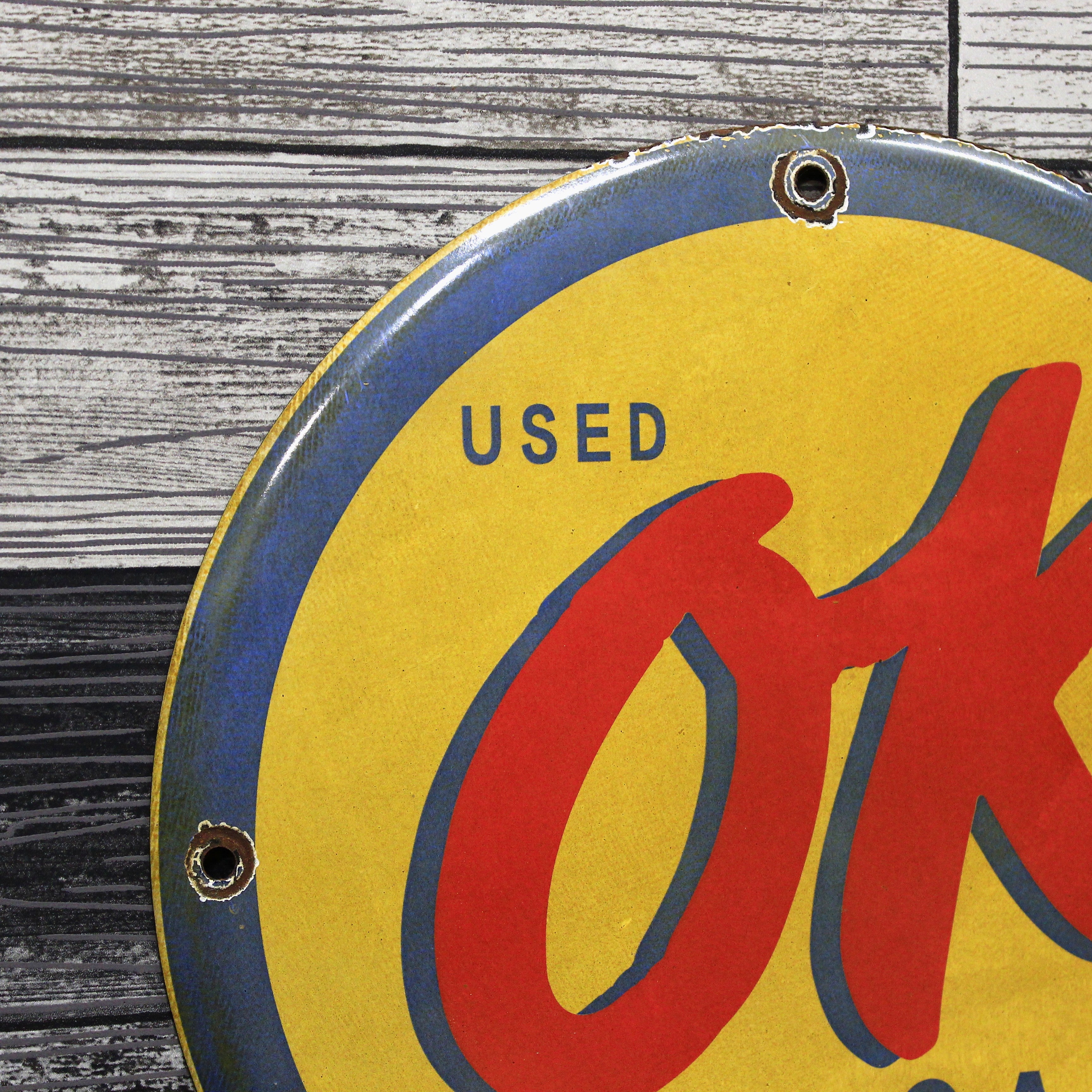 OK Used Cars Authorized by Chevrolet 12in Porcelain Enamel Sign