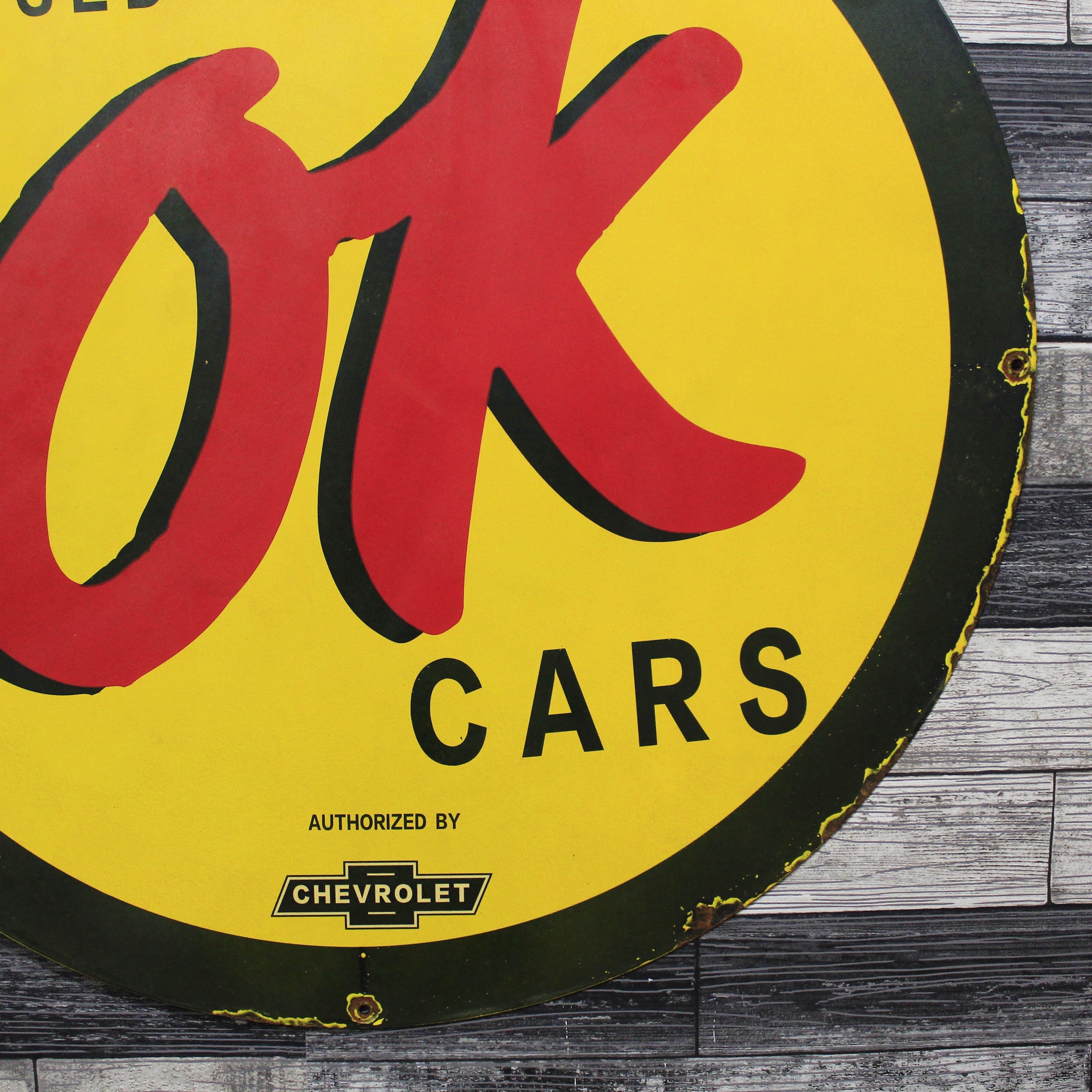 OK Used Cars Large 30-Inch Porcelain Vintage Chevrolet Heavy Metal Enamel Sign