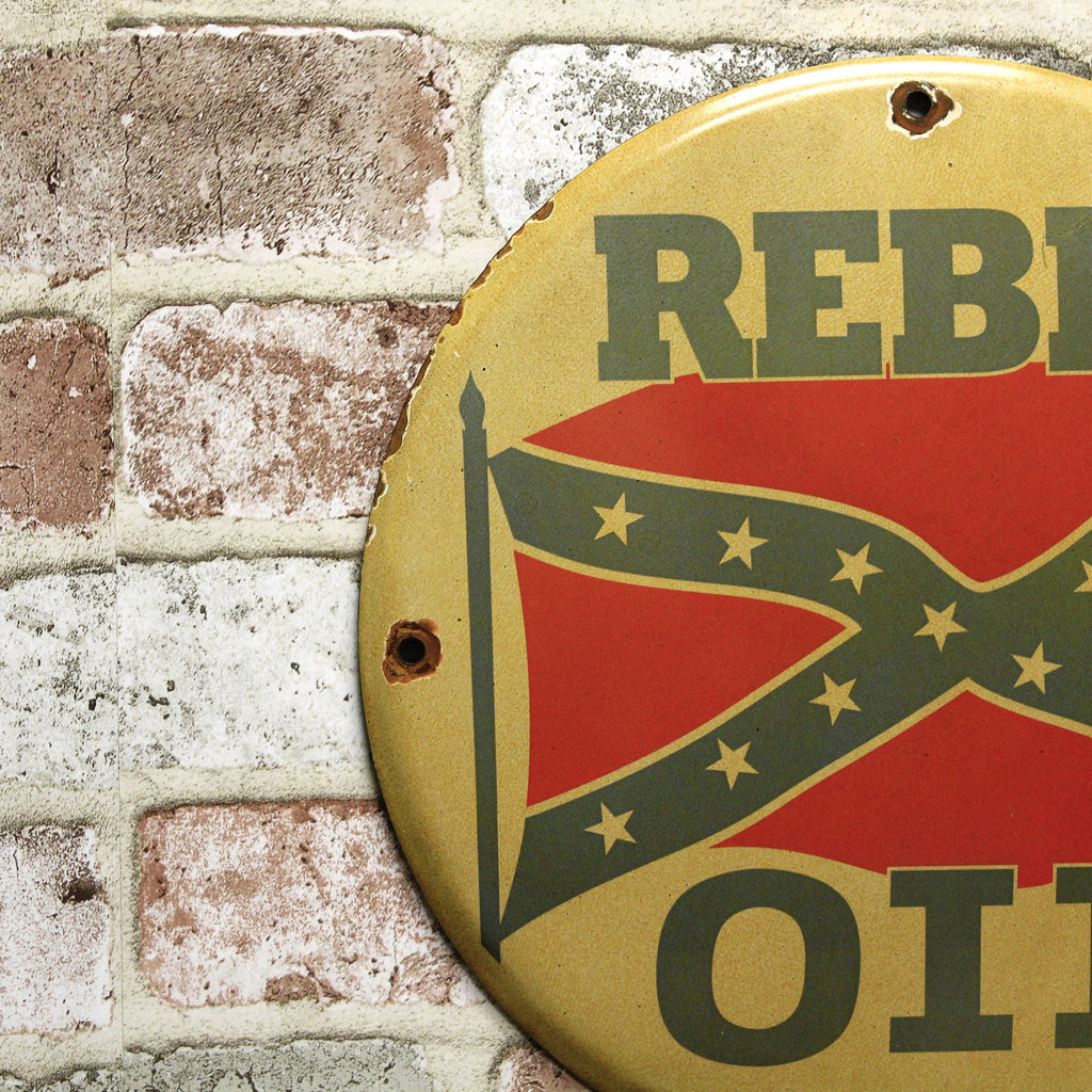 Rebel Oil Porcelain Enamel Sign (12in)