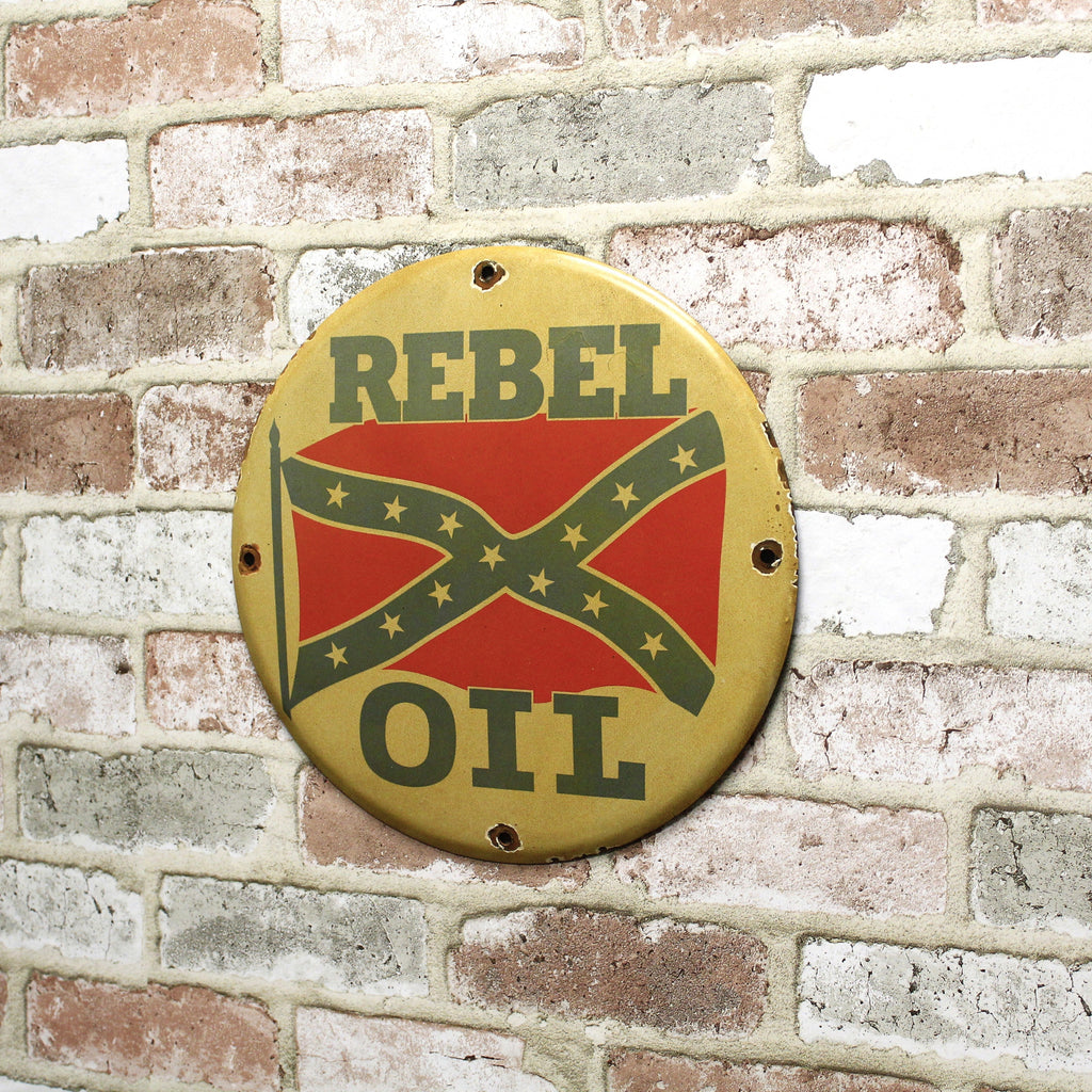 Rebel Oil Porcelain Enamel Sign (12in)