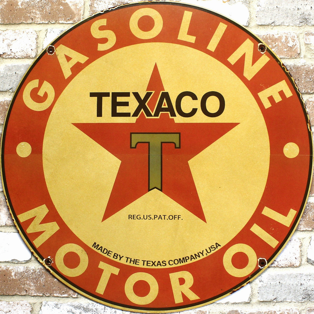 2Ft Texaco Gasoline Motor Oil Porcelain Enamel Sign (24-Inch)