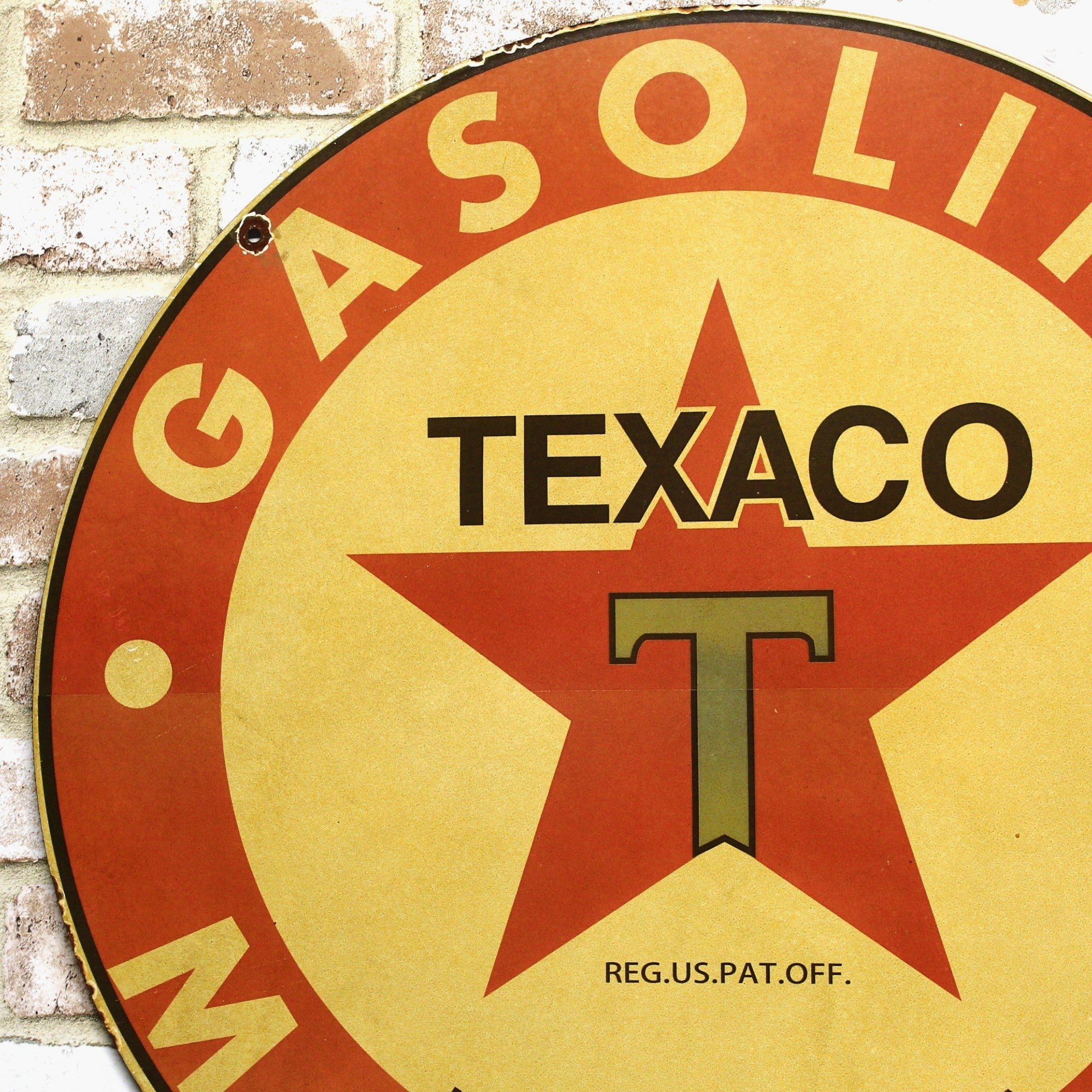 2Ft Texaco Gasoline Motor Oil Porcelain Enamel Sign (24-Inch)