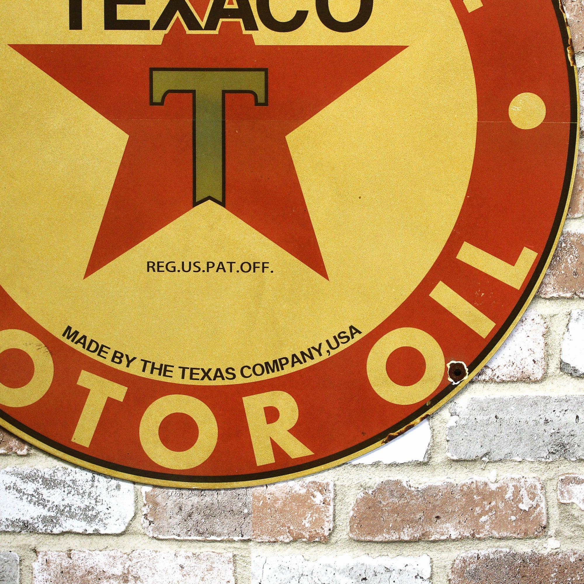 2Ft Texaco Gasoline Motor Oil Porcelain Enamel Sign (24-Inch)